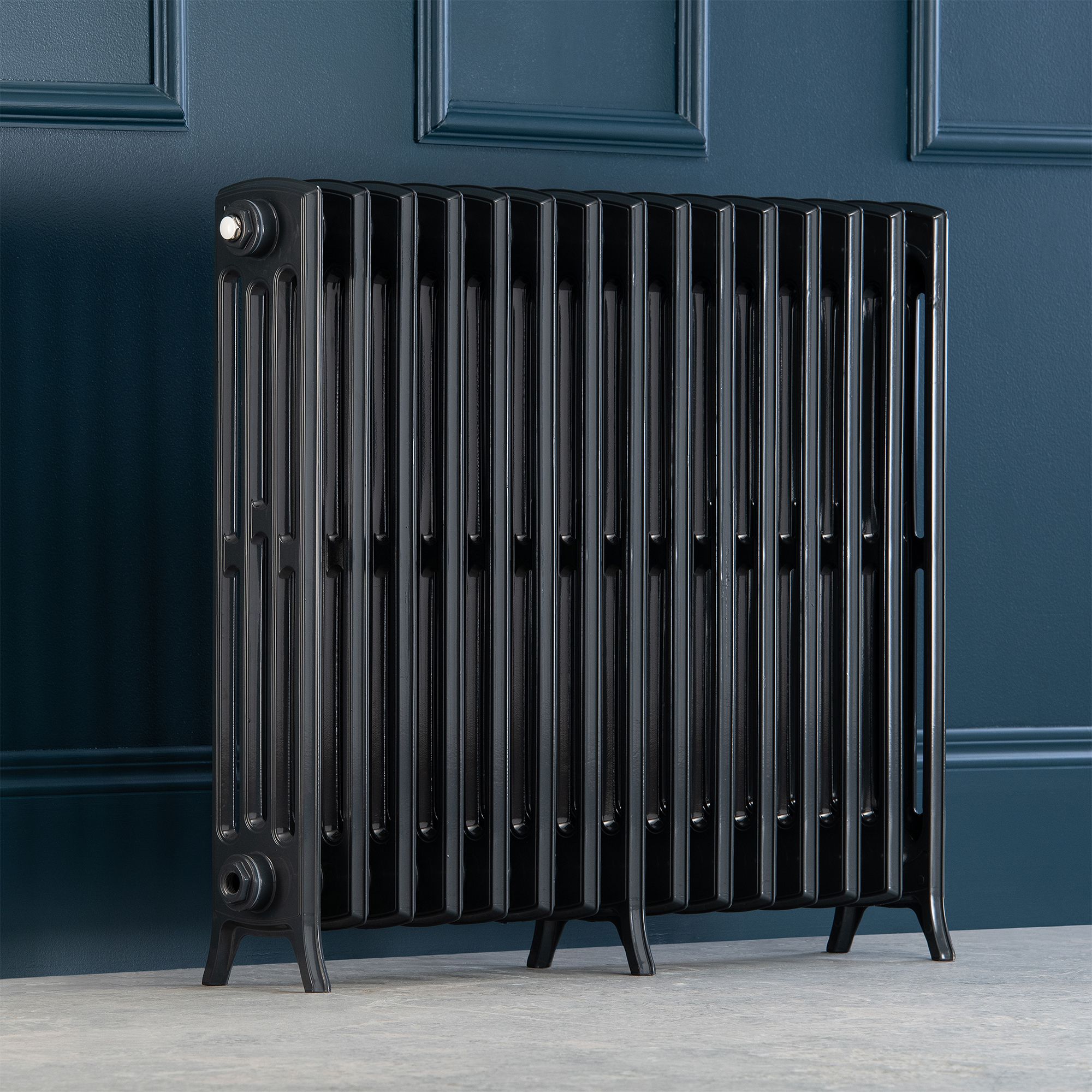 Arroll Edwardian Cast aluminium Anthracite Grey 15 Column Radiator, (W)906mm x (H)750mm