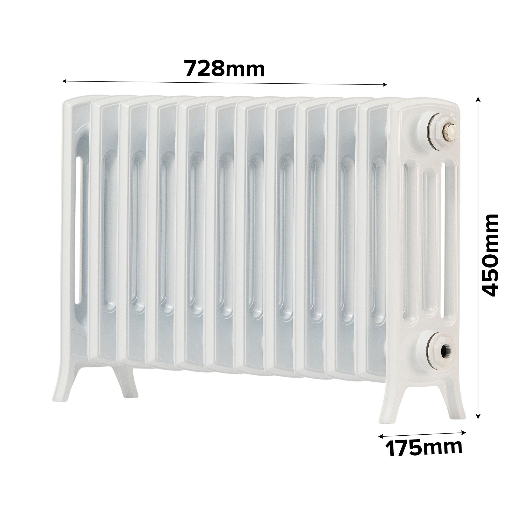 Arroll Edwardian Cast aluminium White 12 Column Radiator, (W)728mm x (H)450mm