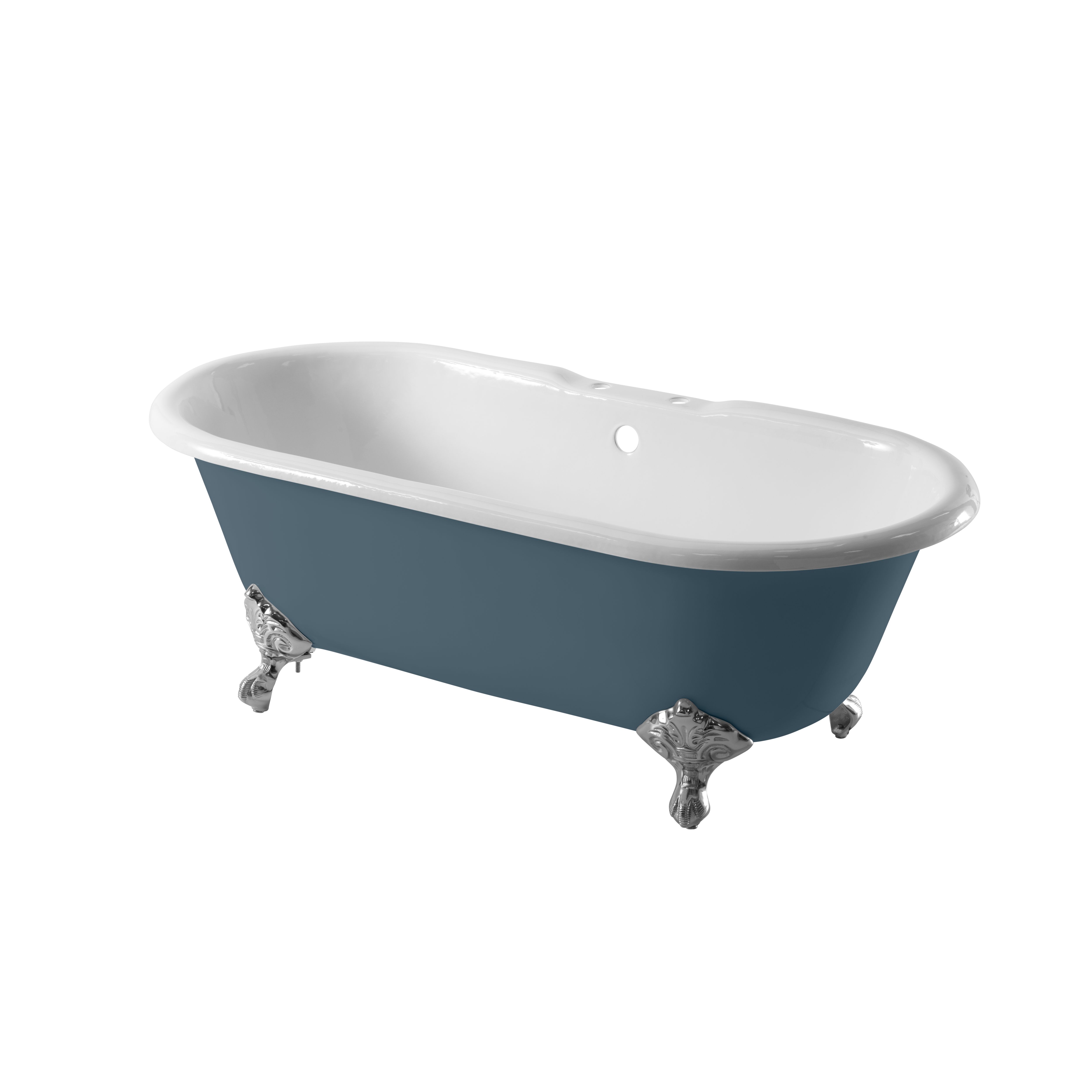 Arroll Moulin Gloss Blue Roll-top Double ended Bath (L)1700mm (W)770mm