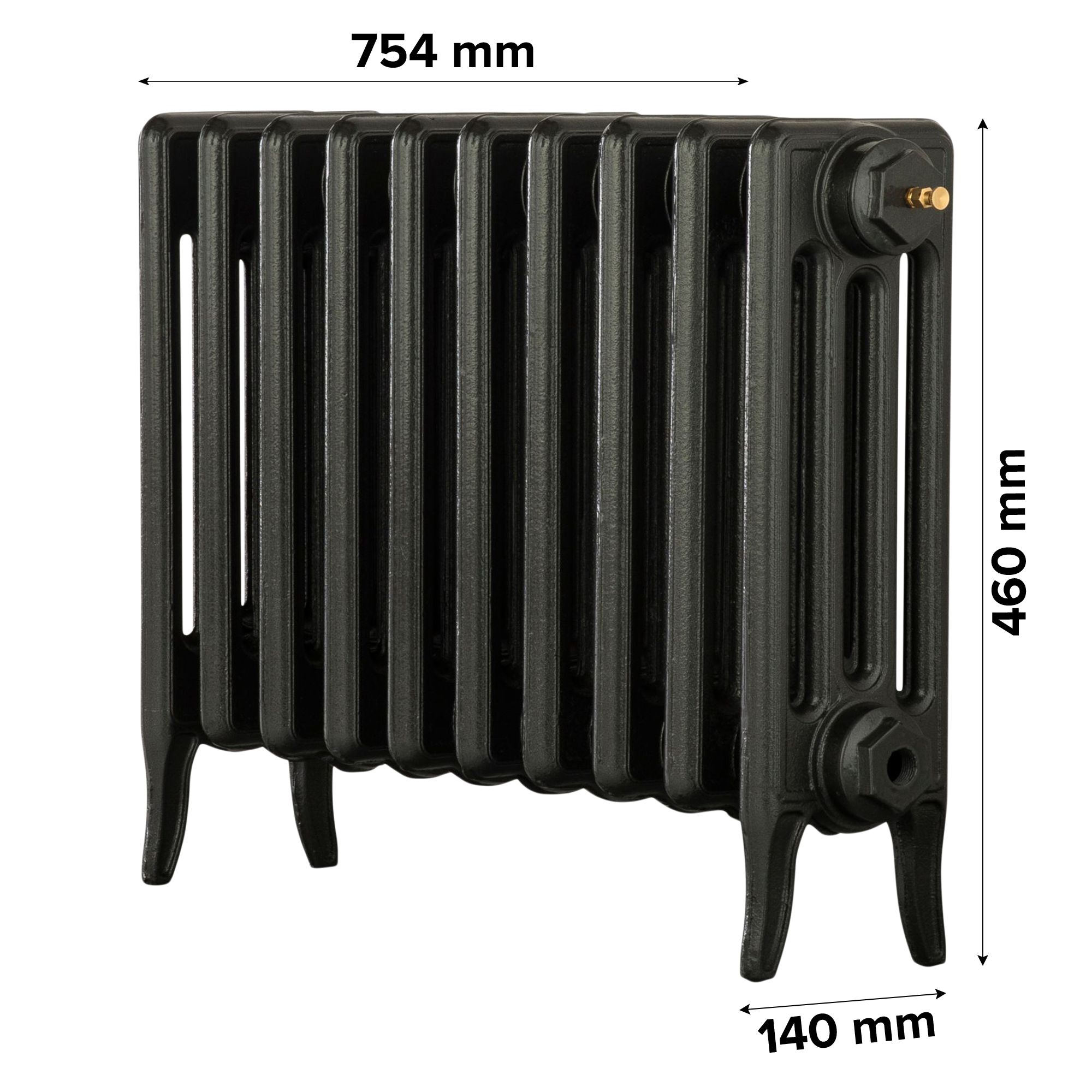 Arroll Neo-Classic Anthracite 4 Column Radiator, (W)754mm x (H)460mm