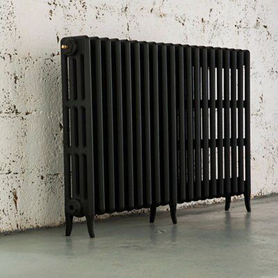 Arroll Neo-Classic Black primer 4 Column Radiator, (W)1114mm x (H)760mm