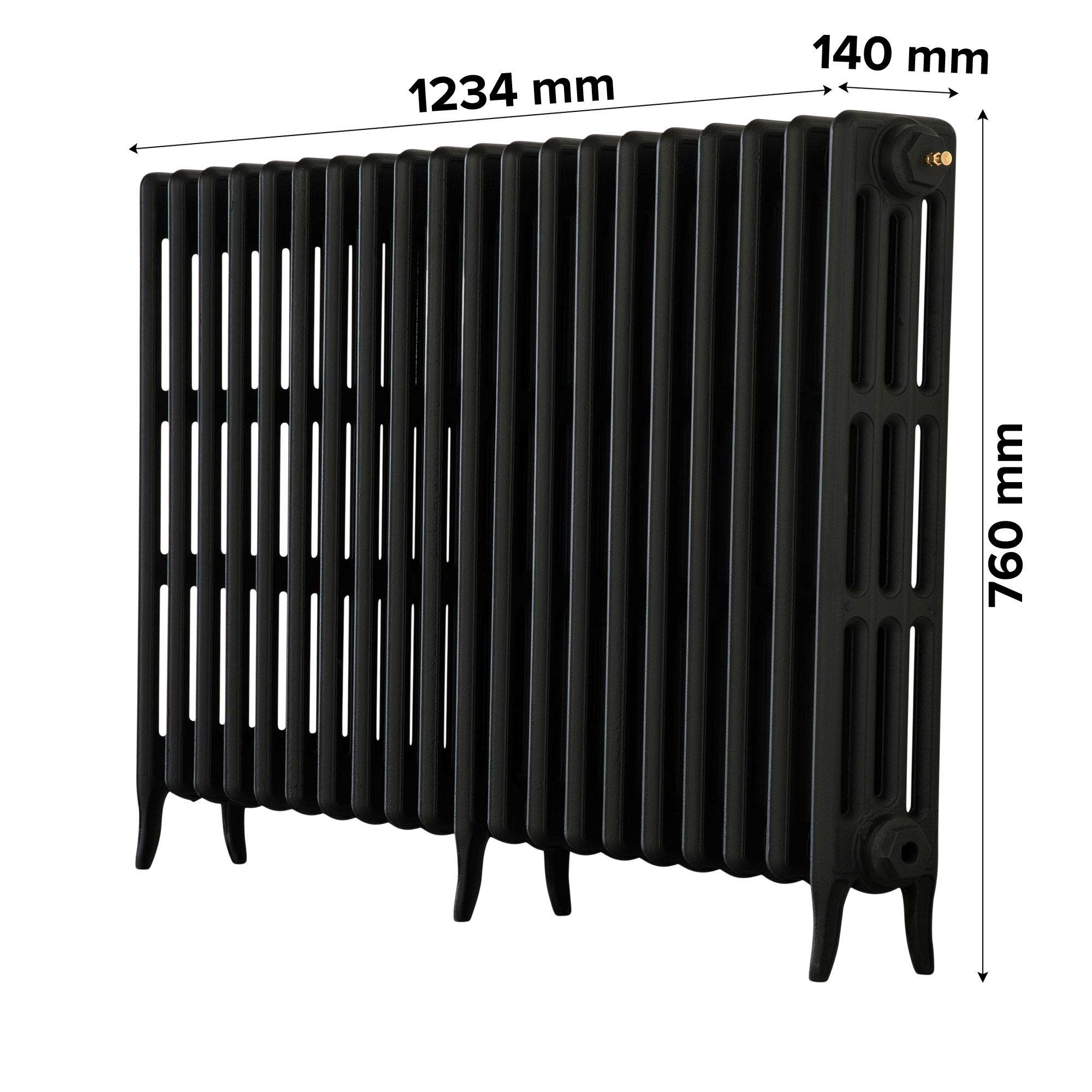 Arroll Neo-Classic Black primer 4 Column Radiator, (W)1114mm x (H)760mm
