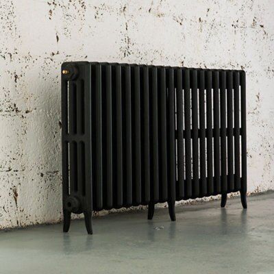 Arroll Neo-Classic Black primer 4 Column Radiator, (W)1234mm x (H)660mm