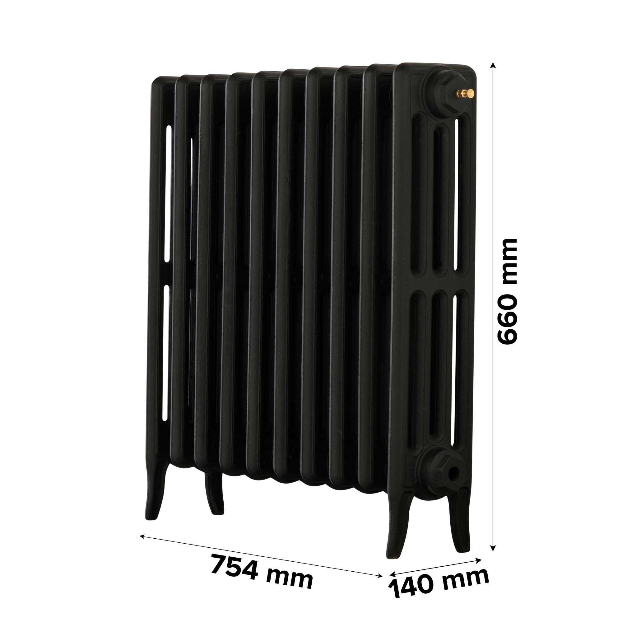 Arroll Neo-Classic Black primer 4 Column Radiator, (W)634mm x (H)660mm