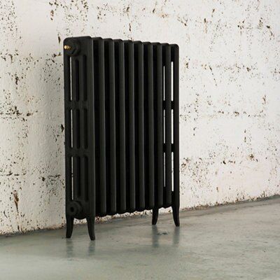 Arroll Neo-Classic Black primer 4 Column Radiator, (W)634mm x (H)760mm