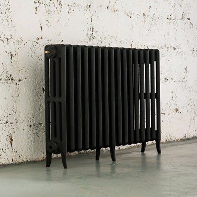 Arroll Neo-Classic Black primer 4 Column Radiator, (W)874mm x (H)660mm