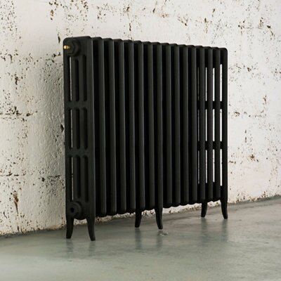 Arroll Neo-Classic Black primer 4 Column Radiator, (W)994mm x (H)760mm
