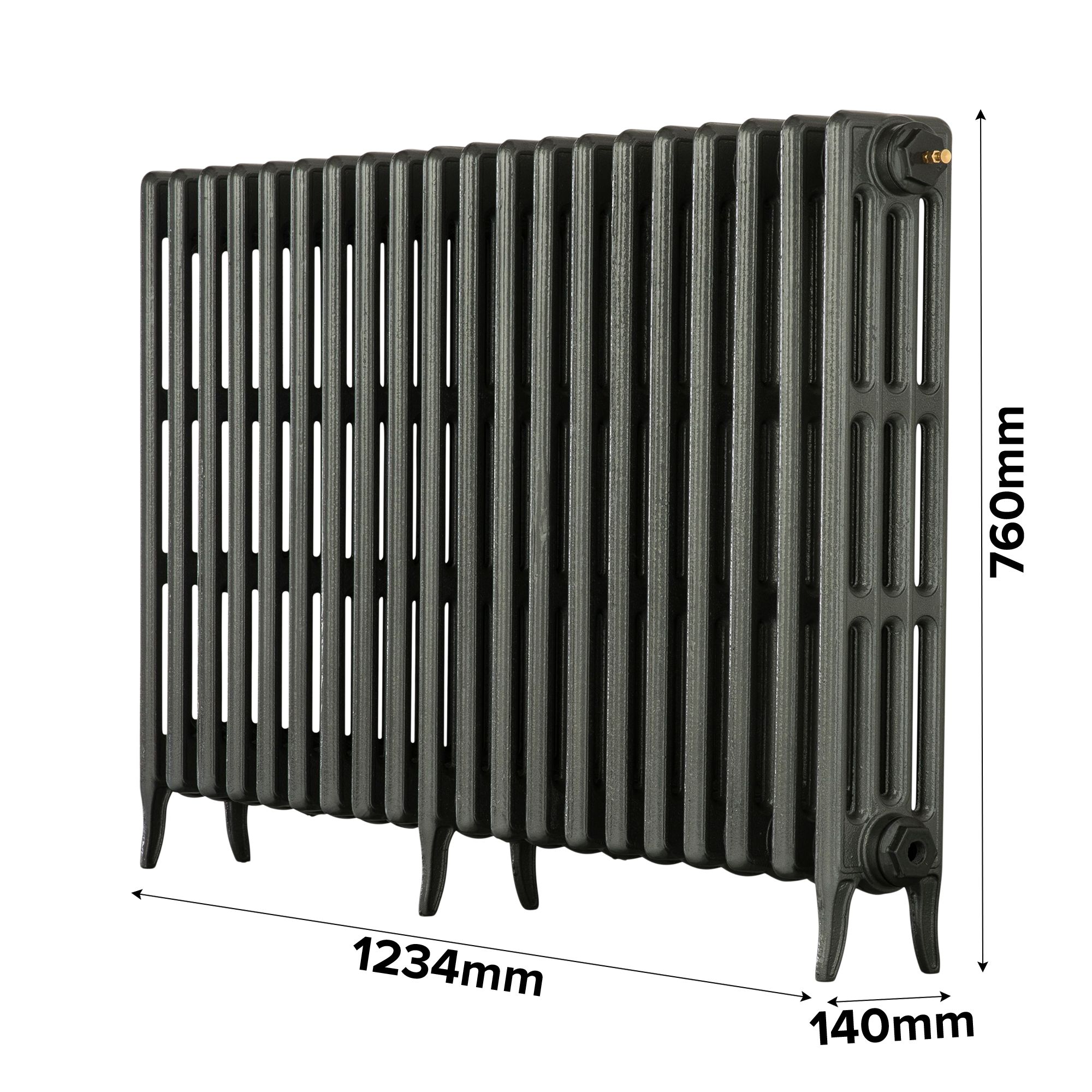 Arroll Neo-Classic Cast grey 4 Column Radiator, (W)1234mm x (H)760mm