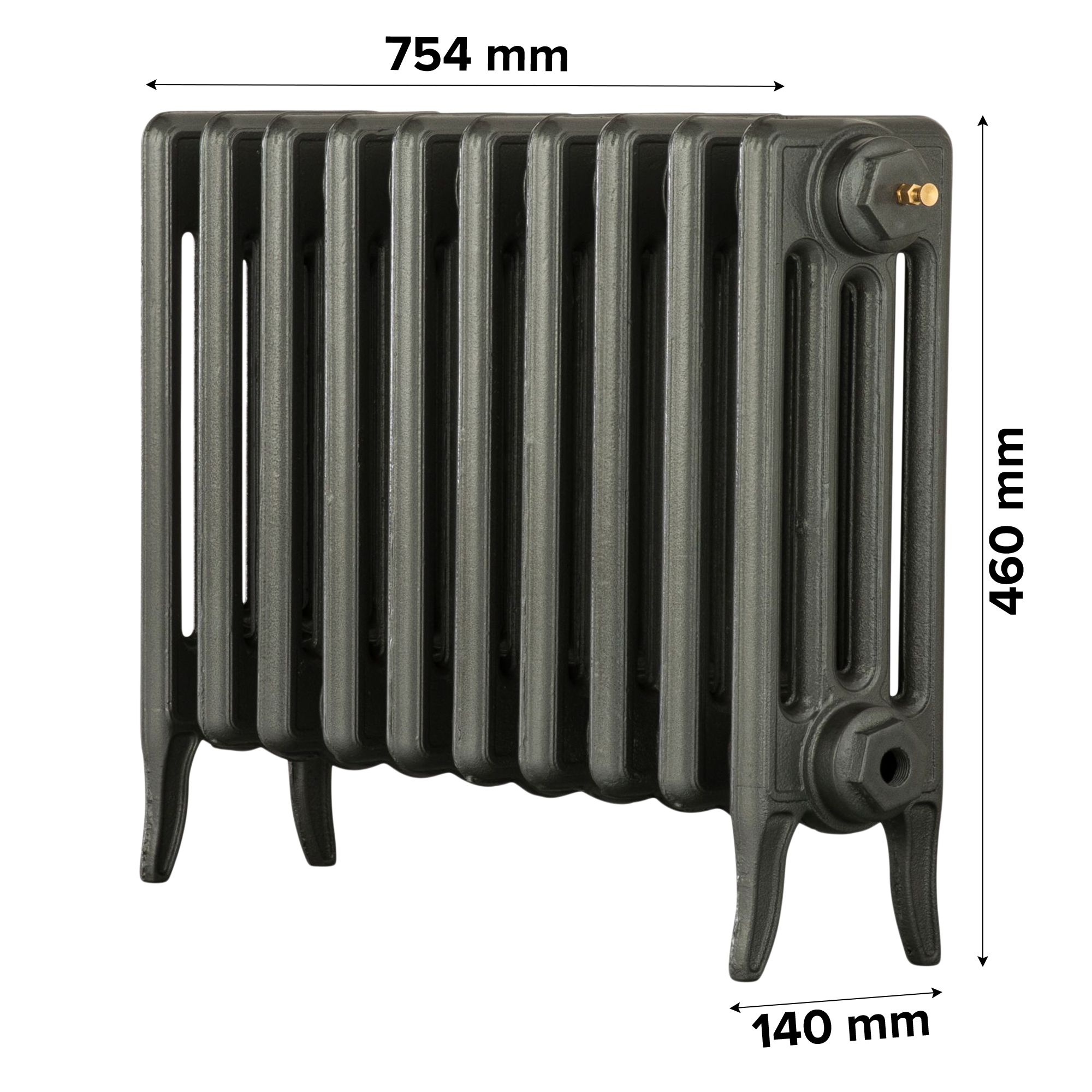 Arroll Neo-Classic Cast grey 4 Column Radiator, (W)754mm x (H)460mm