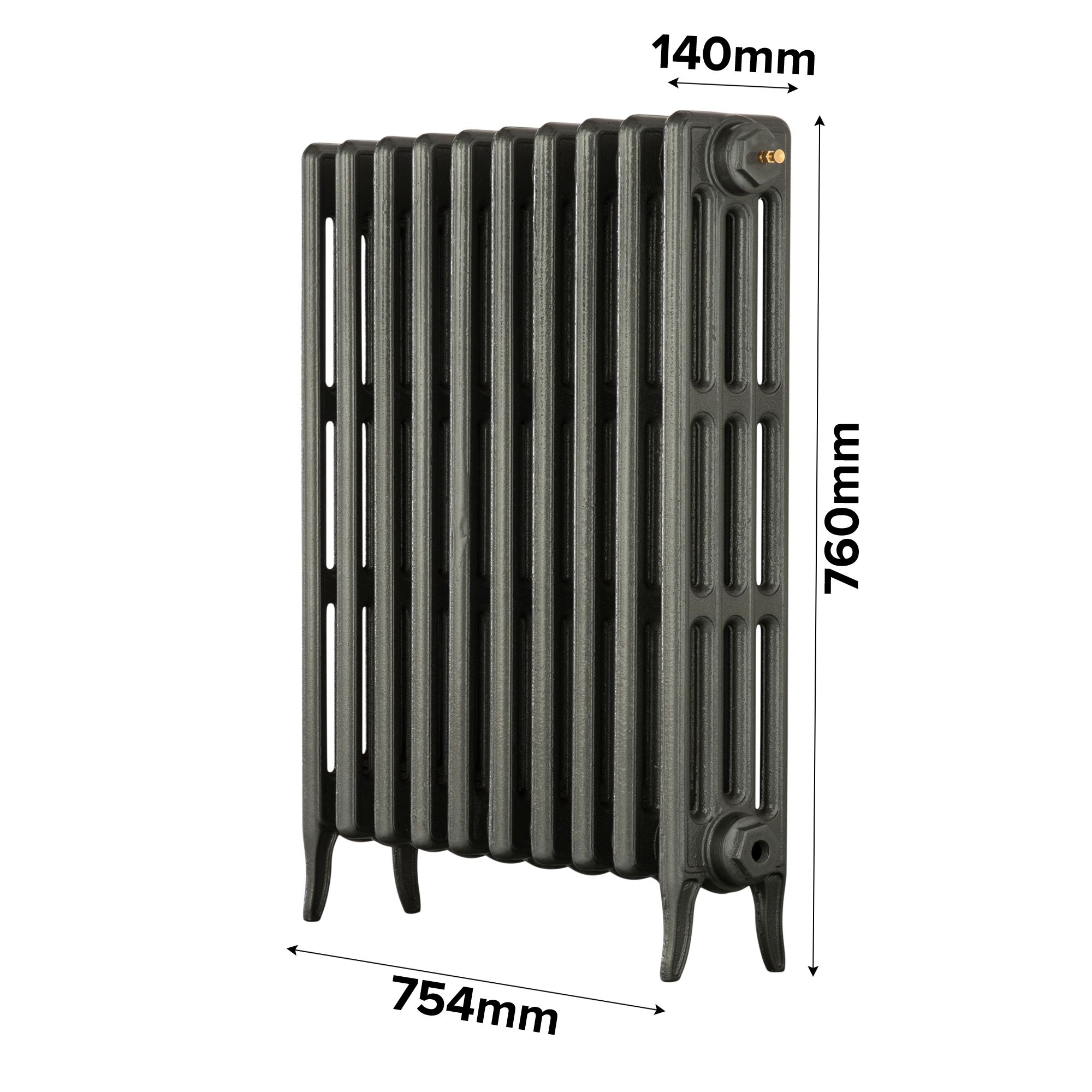 Arroll Neo-Classic Cast grey 4 Column Radiator, (W)754mm x (H)760mm