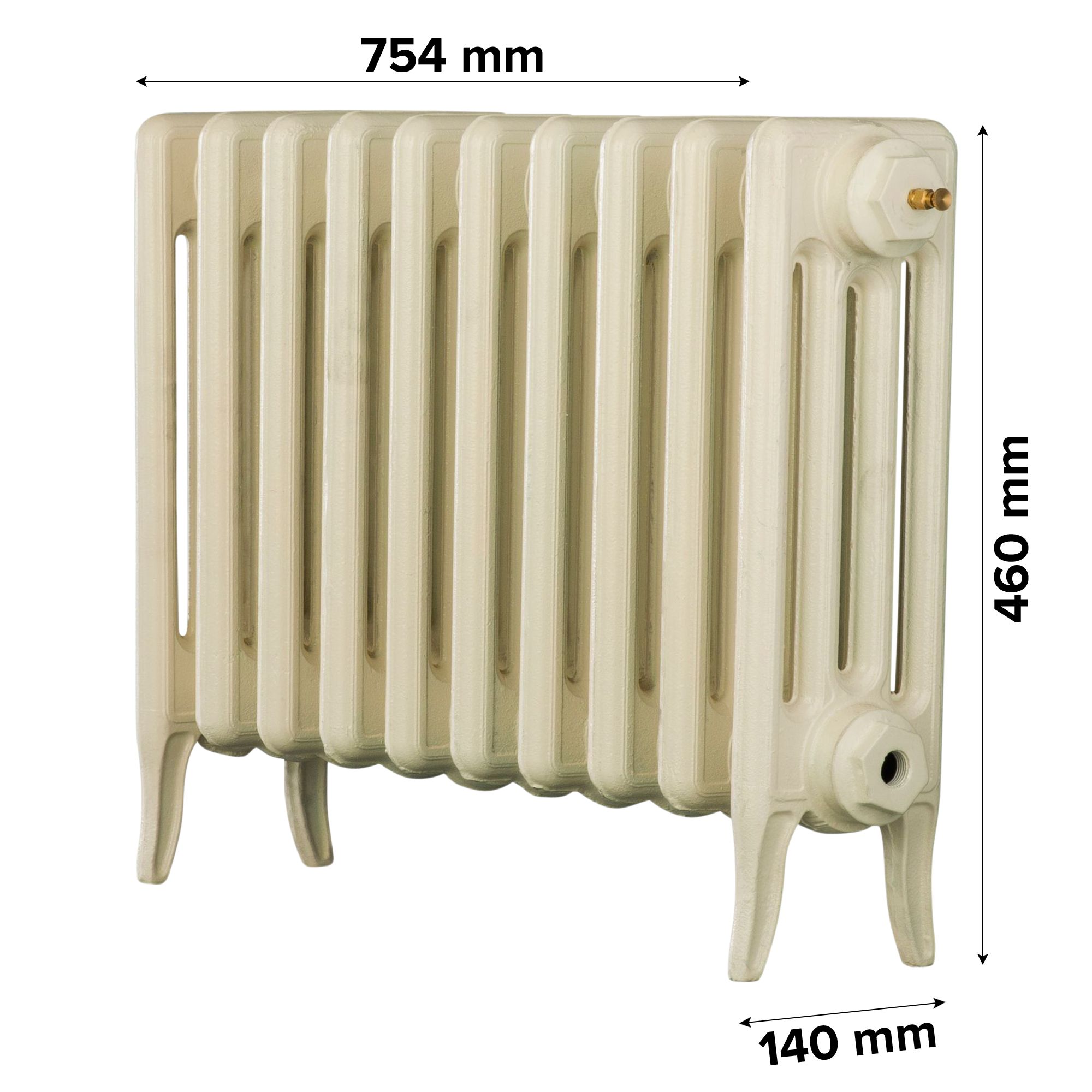 Arroll Neo-Classic Cream 4 Column Radiator, (W)634mm x (H)460mm