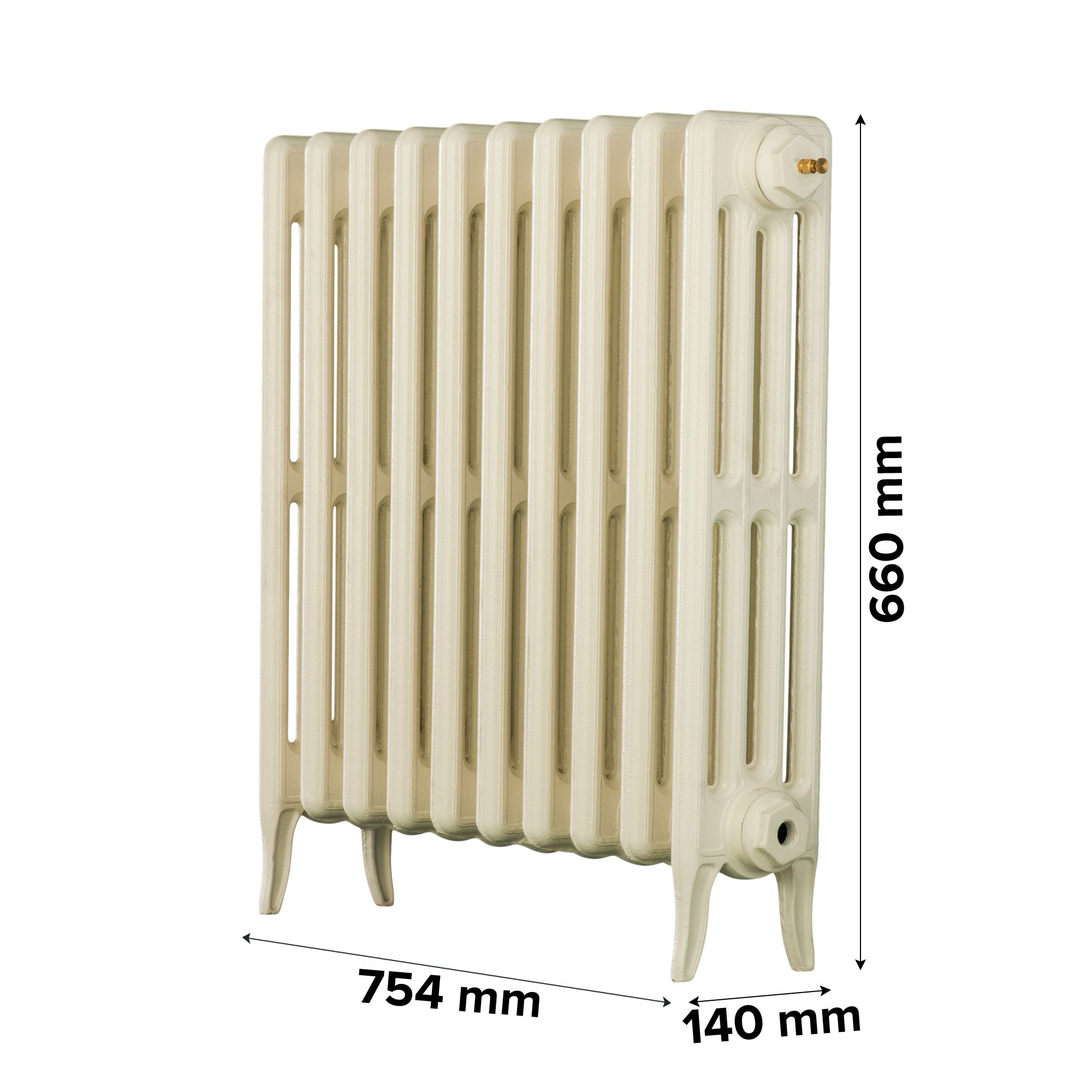 Arroll Neo-Classic Cream 4 Column Radiator, (W)634mm x (H)660mm
