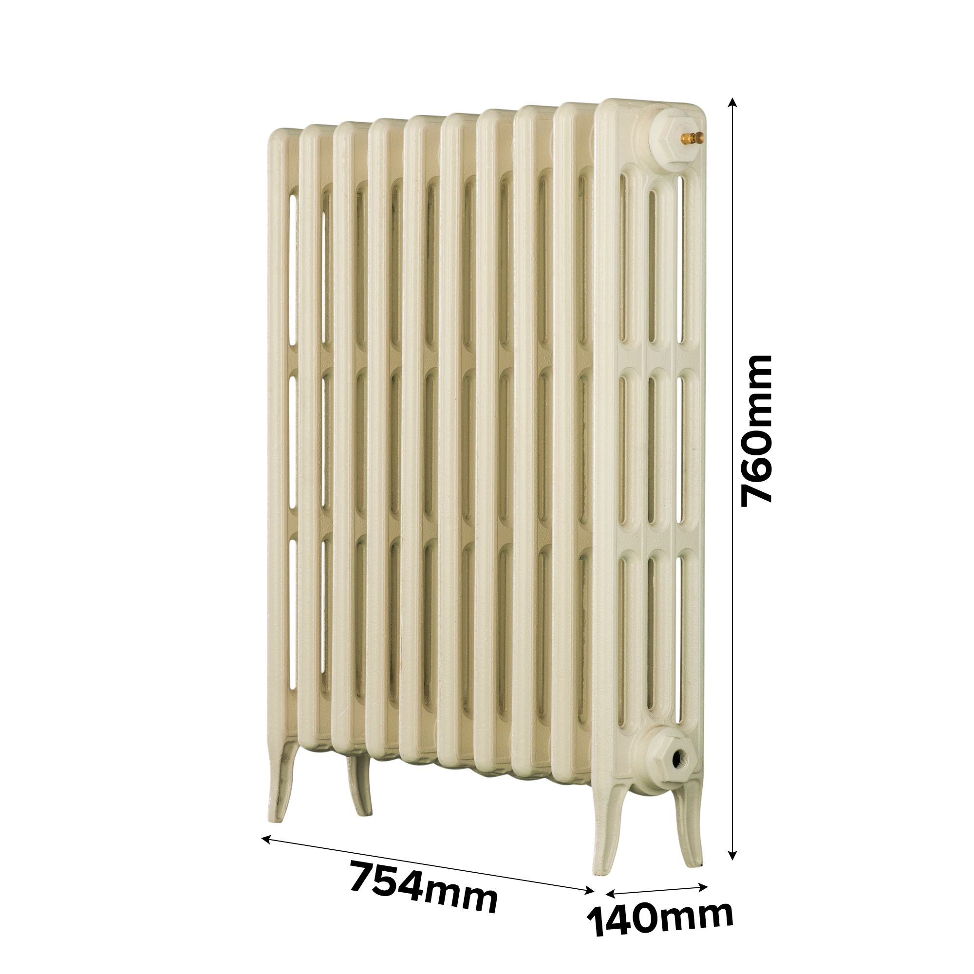 Arroll Neo-Classic Cream 4 Column Radiator, (W)634mm x (H)760mm