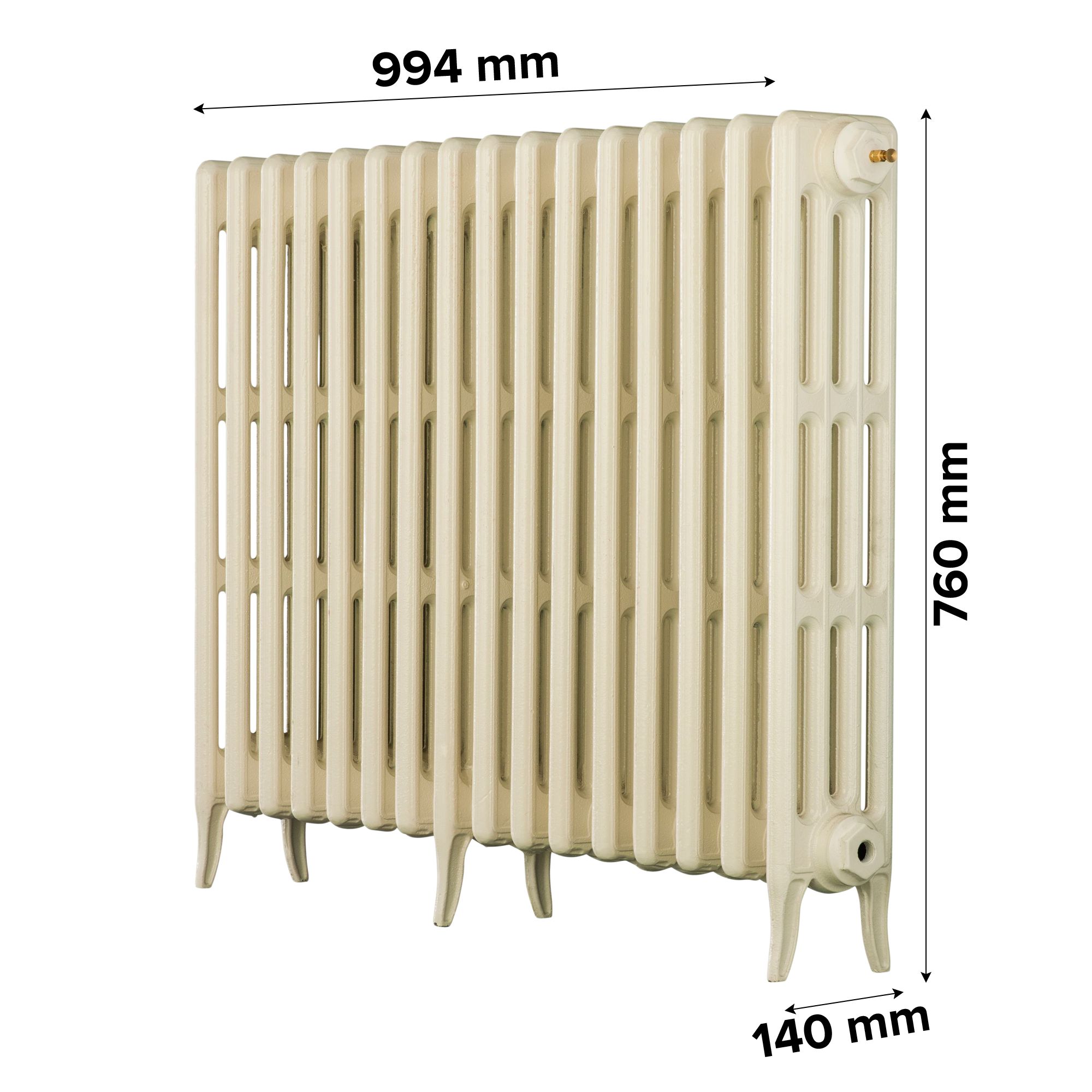 Arroll Neo-Classic Cream 4 Column Radiator, (W)874mm x (H)760mm