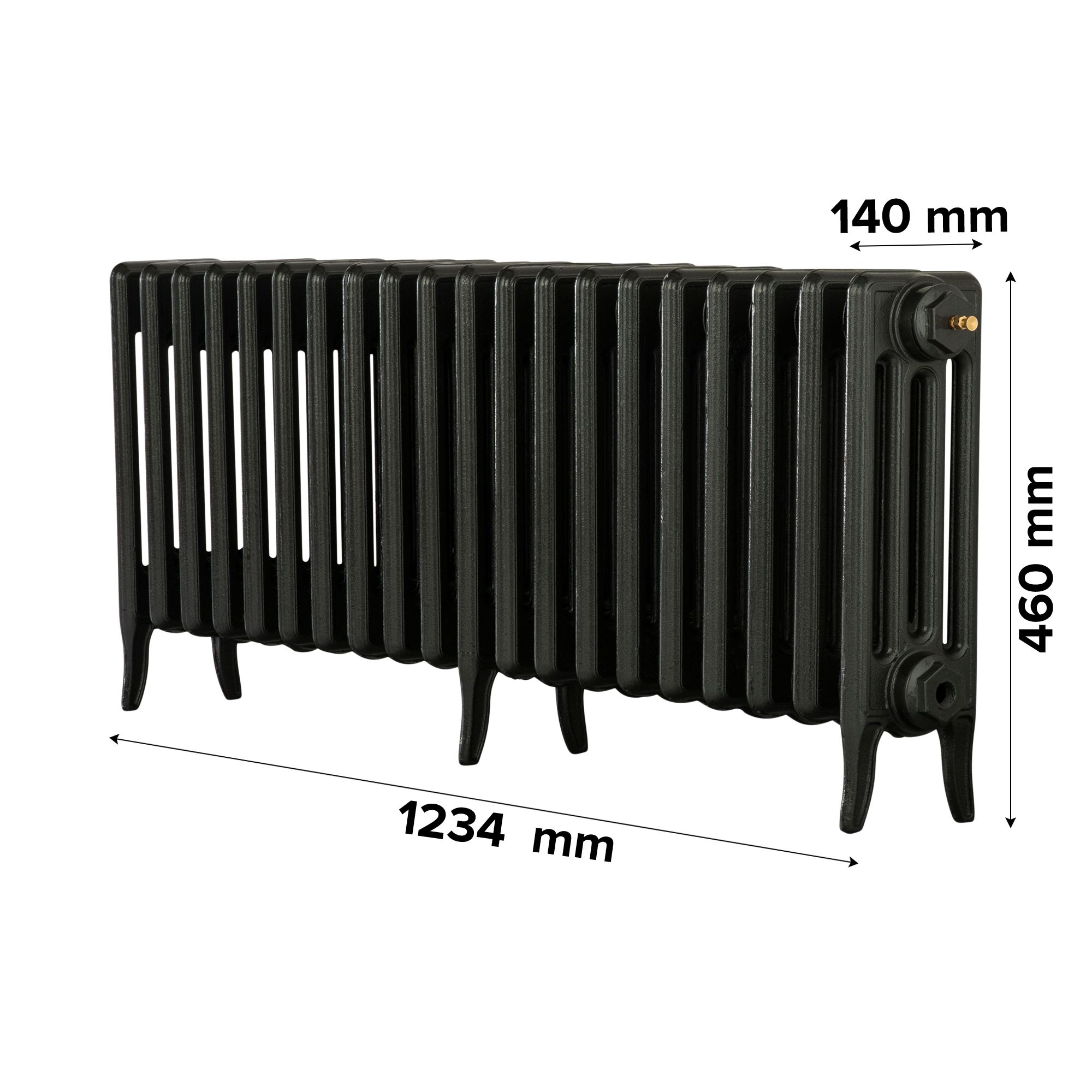 Arroll Neo-Classic Pewter 4 Column Radiator, (W)1114mm x (H)460mm