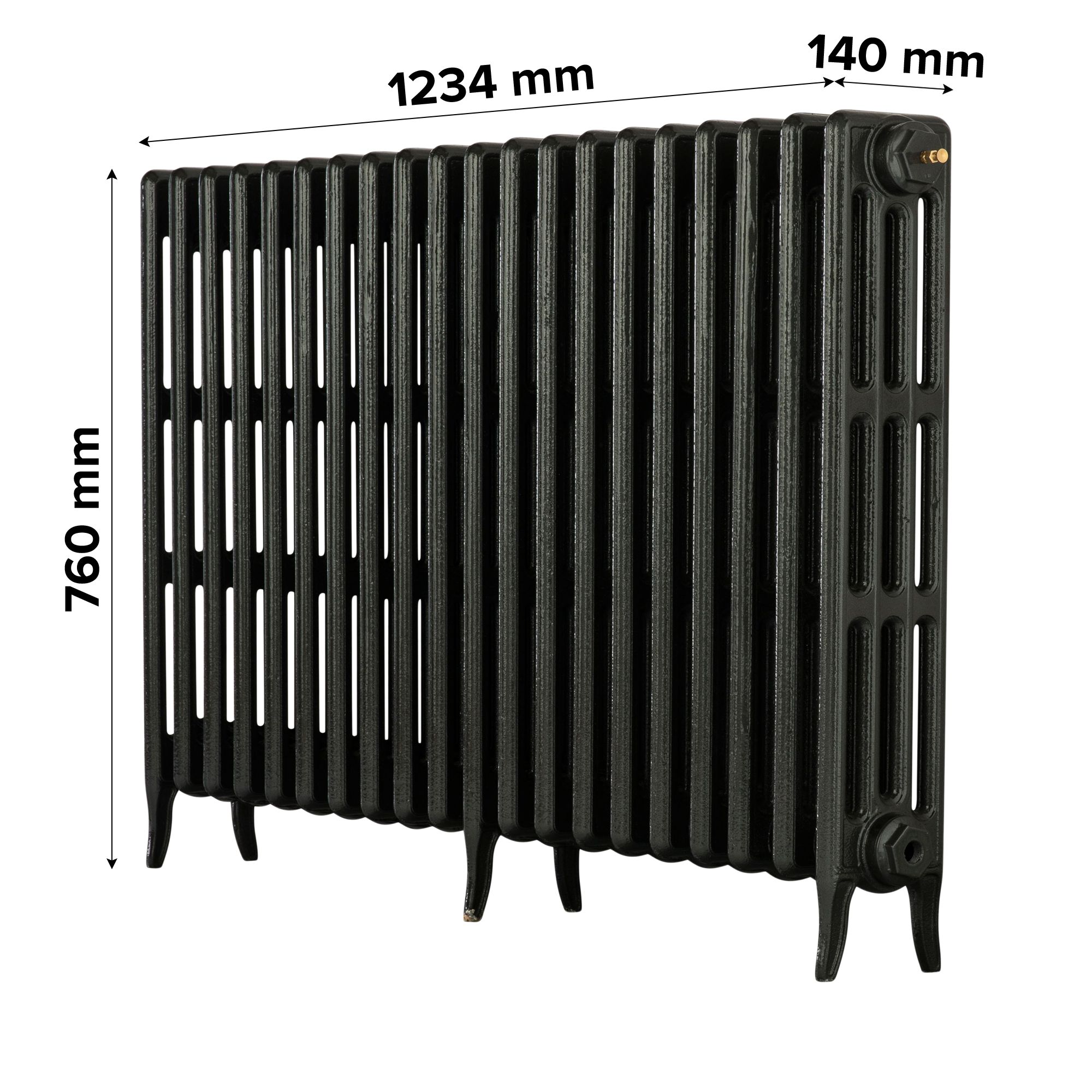 Arroll Neo-Classic Pewter 4 Column Radiator, (W)1114mm x (H)760mm