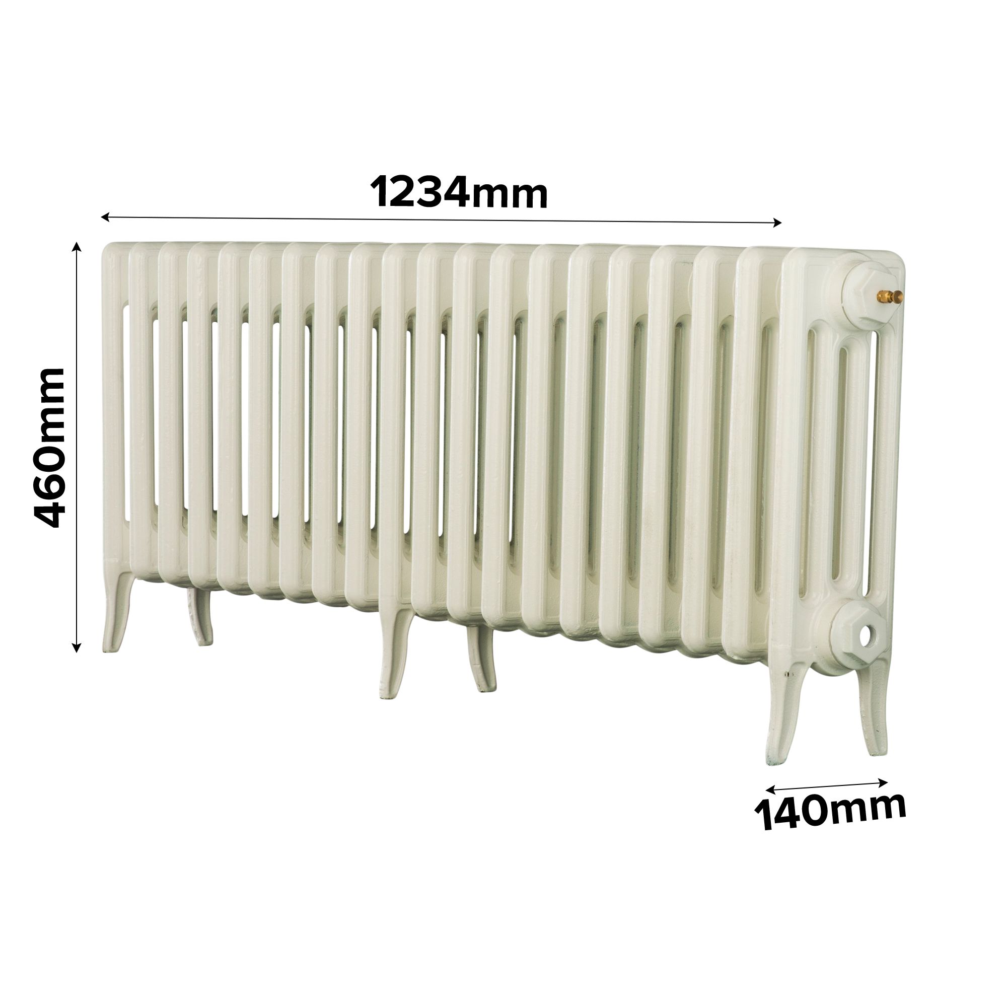 Arroll Neo-Classic White 4 Column Radiator, (W)1234mm x (H)460mm