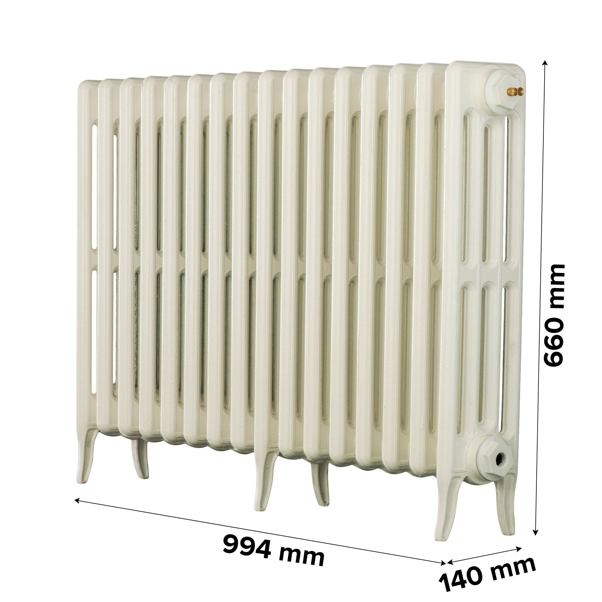 Arroll Neo-Classic White 4 Column Radiator, (W)874mm x (H)660mm