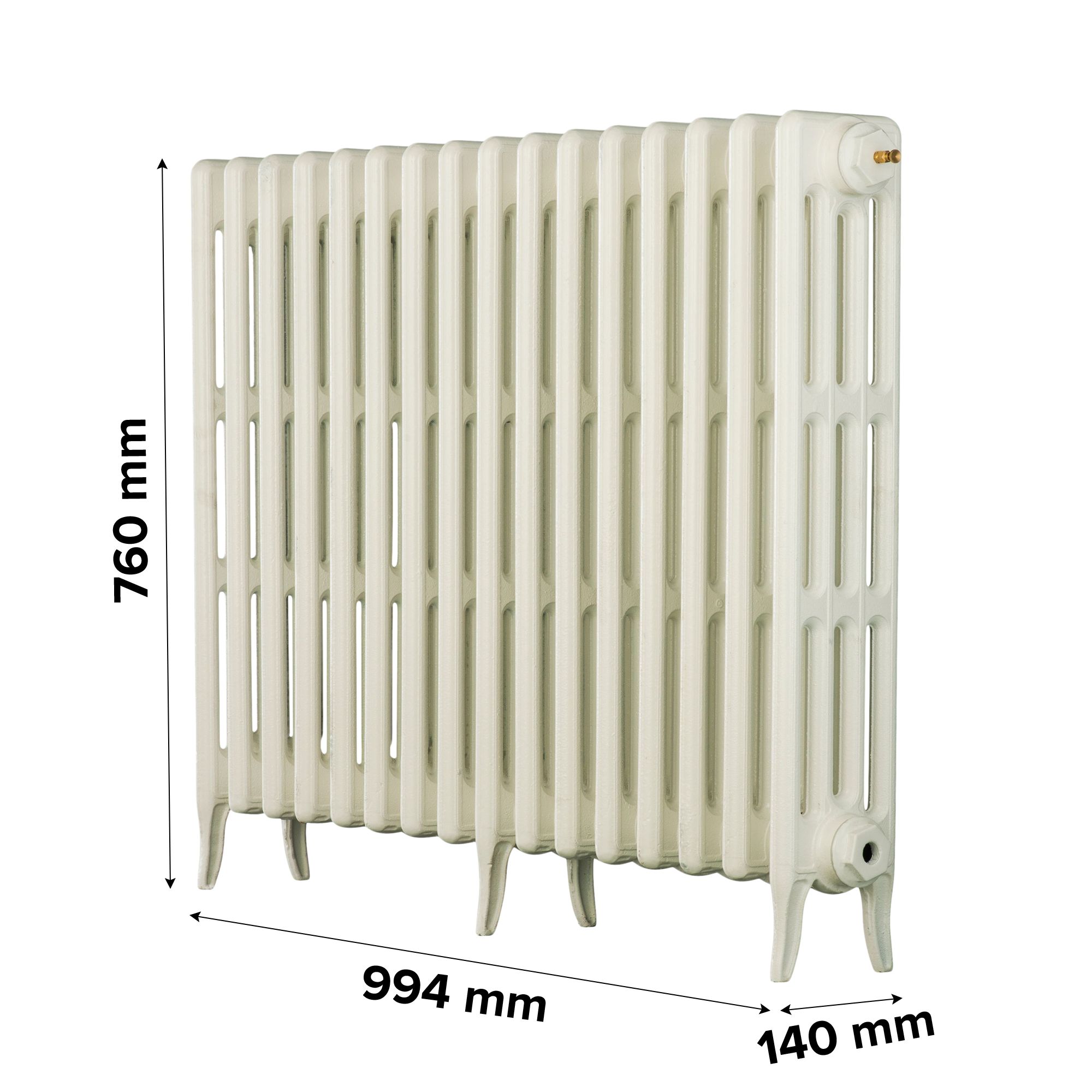 Arroll Neo-Classic White 4 Column Radiator, (W)874mm x (H)760mm