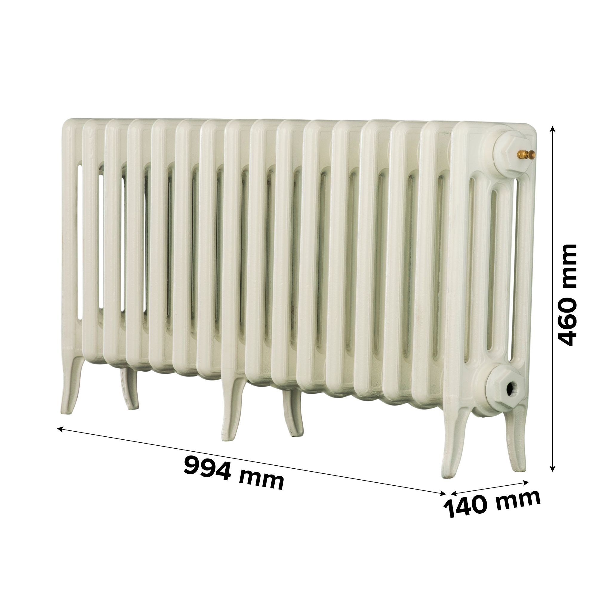 Arroll Neo-Classic White 4 Column Radiator, (W)994mm x (H)460mm