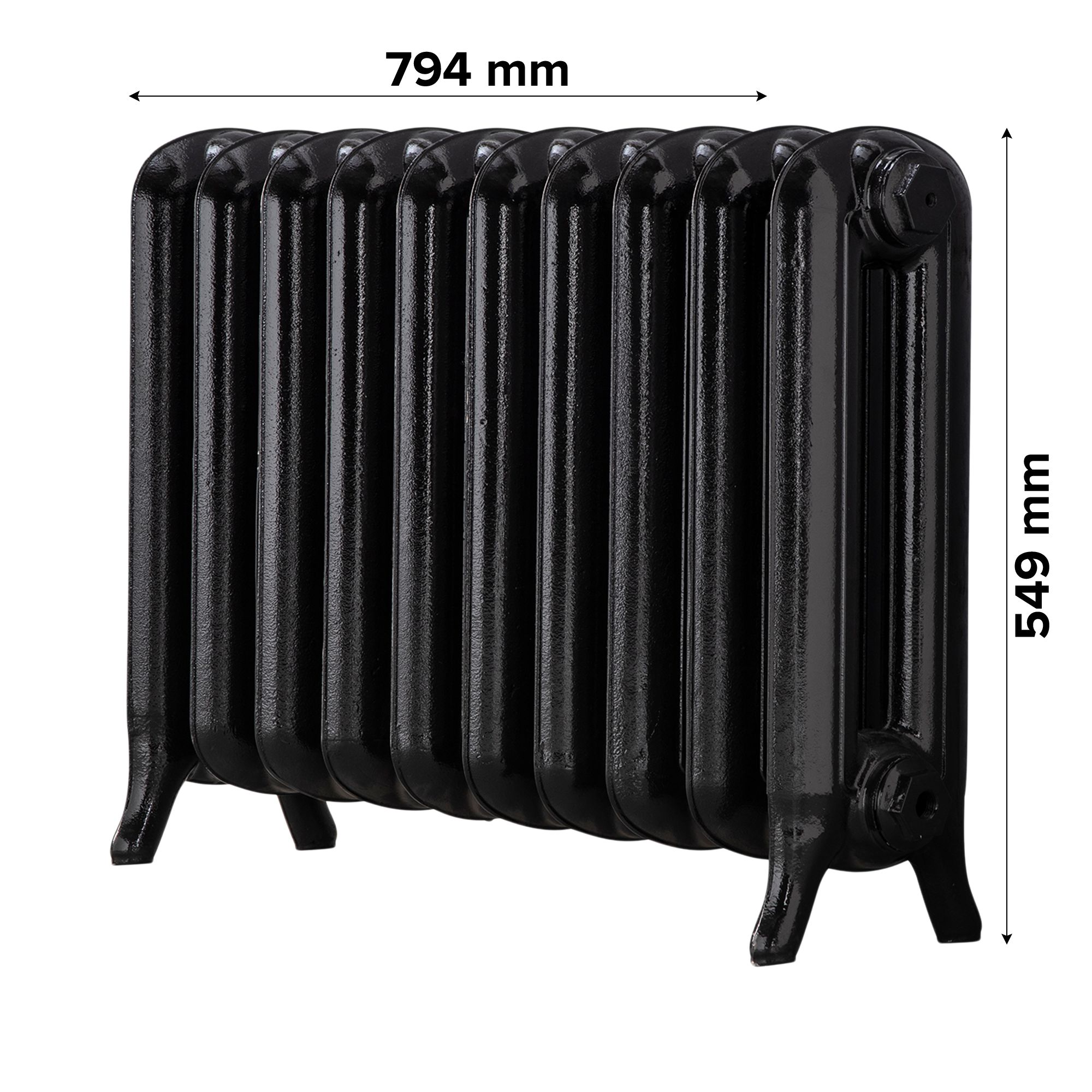 Arroll Princess Cast iron Black 10 Column Radiator, (W)794mm x (H)549mm