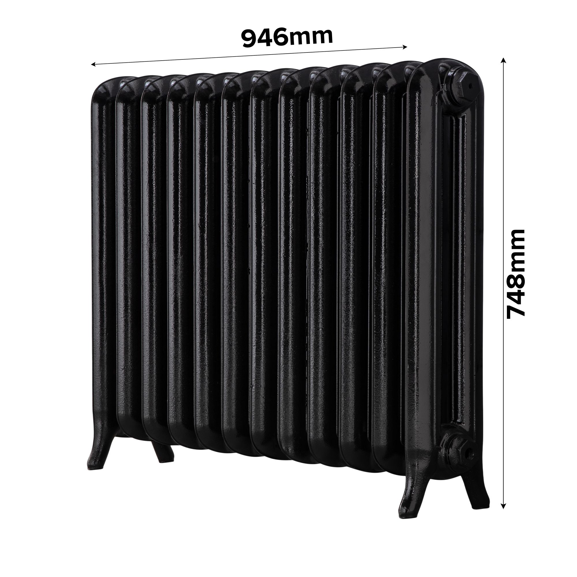 Arroll Princess Cast iron Black 12 Column Radiator, (W)946mm x (H)748mm
