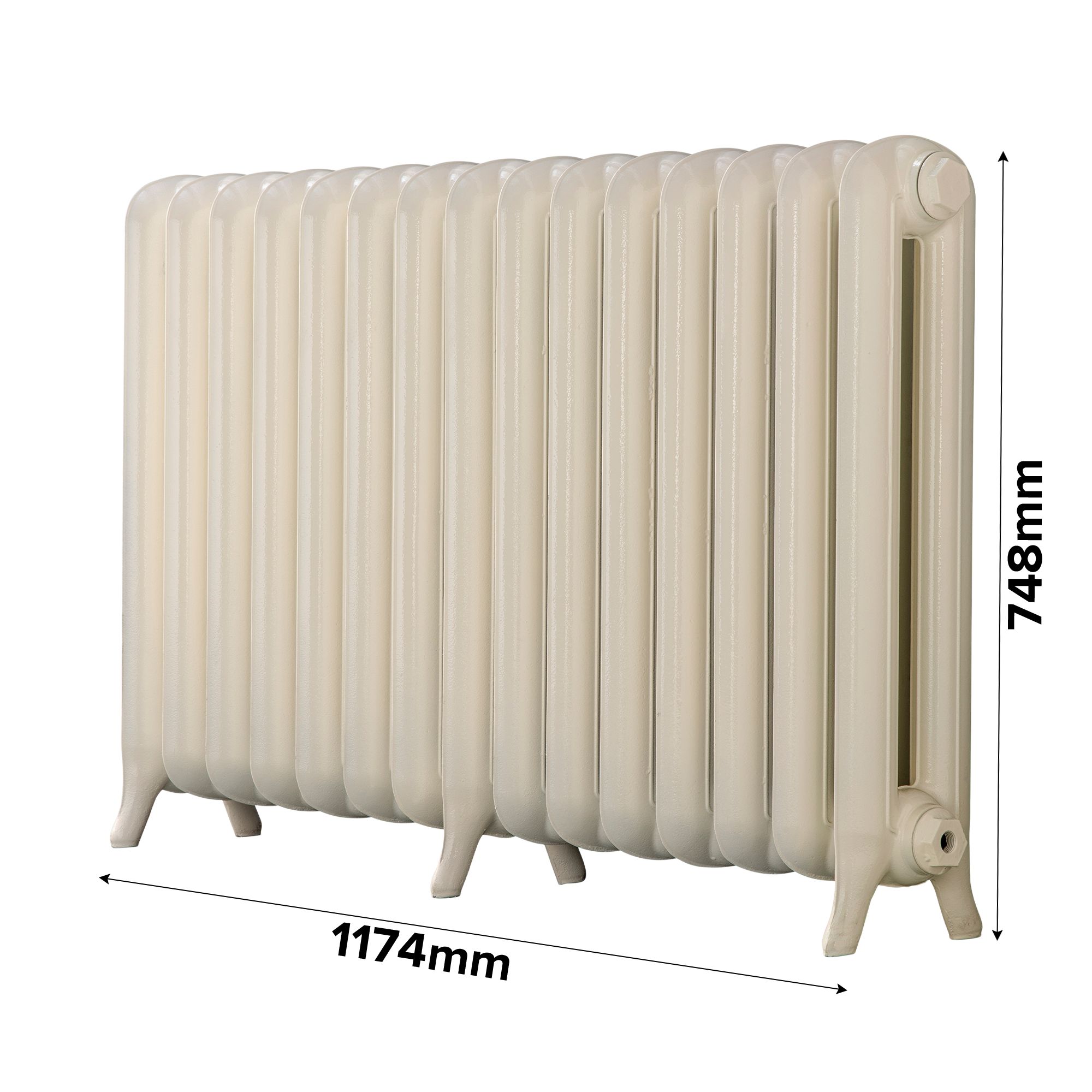 Arroll Princess Cast iron Cream 15 Column Radiator, (W)1174mm x (H)748mm