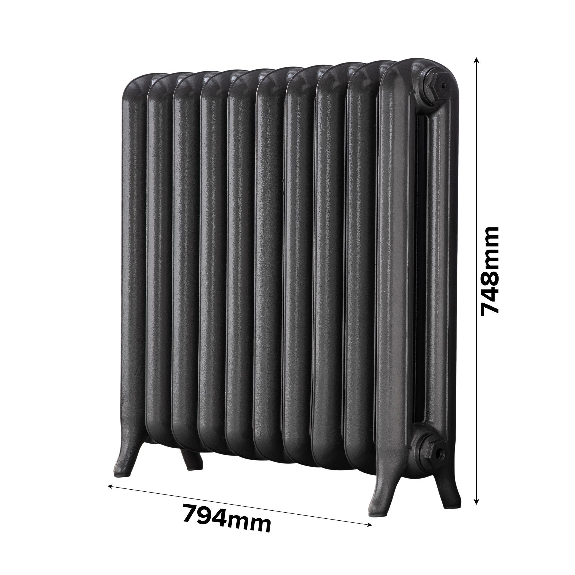 Arroll Princess Cast iron Grey 10 Column Radiator, (W)794mm x (H)748mm