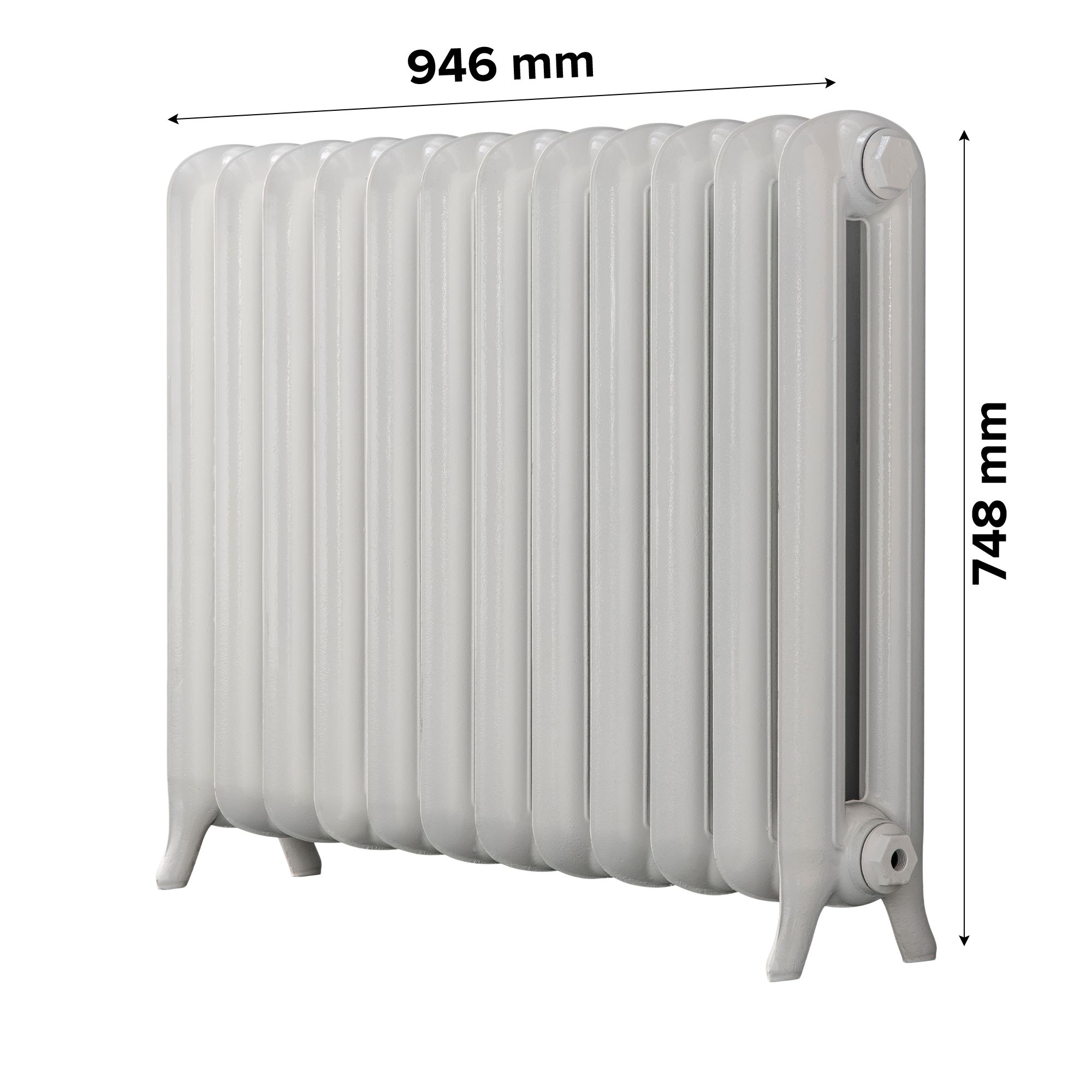 Arroll Princess Cast iron White 12 Column Radiator, (W)946mm x (H)748mm