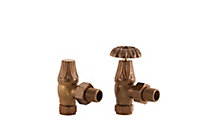 Arroll UK10 Antique copper effect Angled Manual Radiator valve (Dia)20.6mm