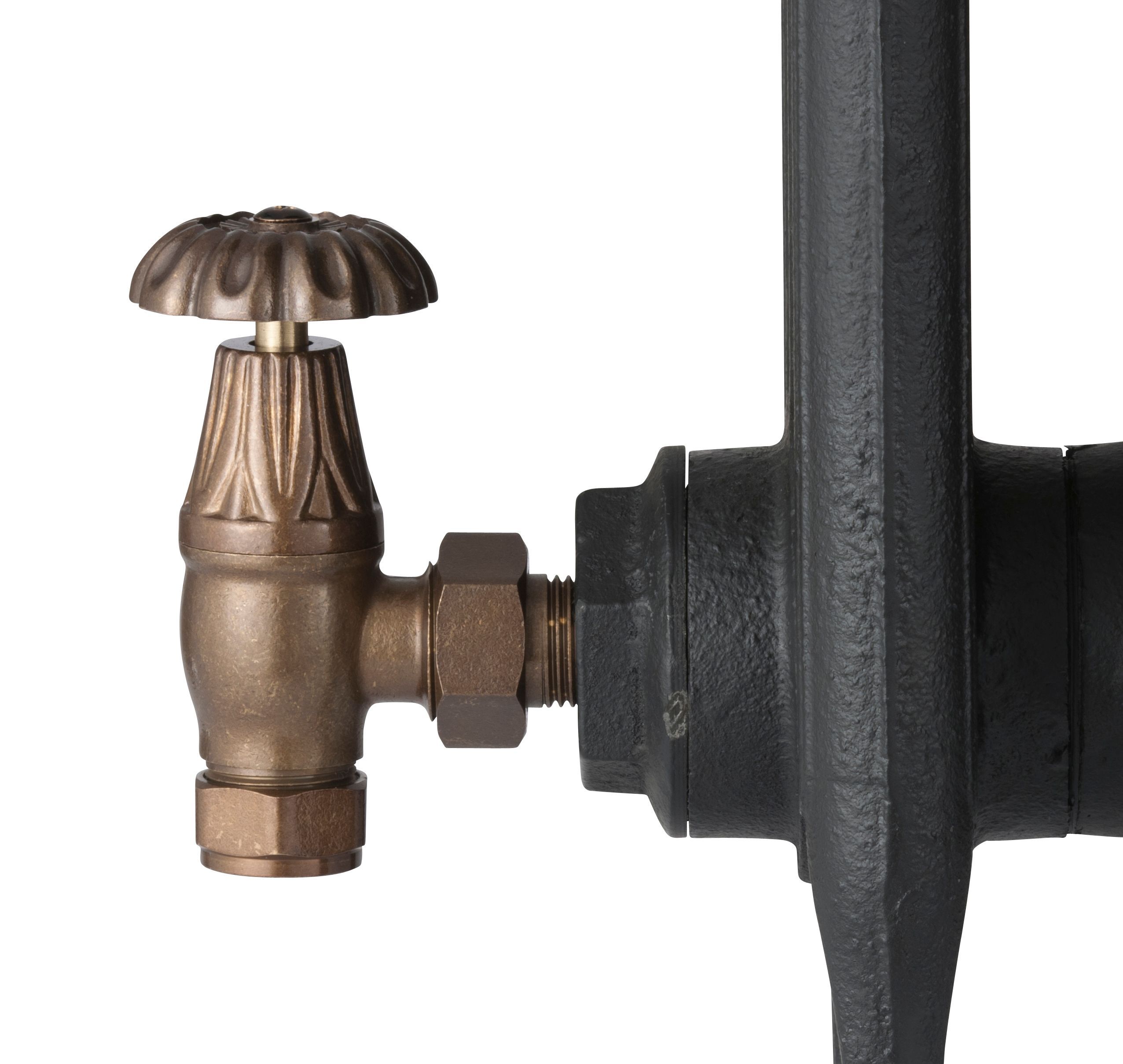 Arroll UK10 Antique copper effect Angled Manual Radiator valve (Dia)20.6mm