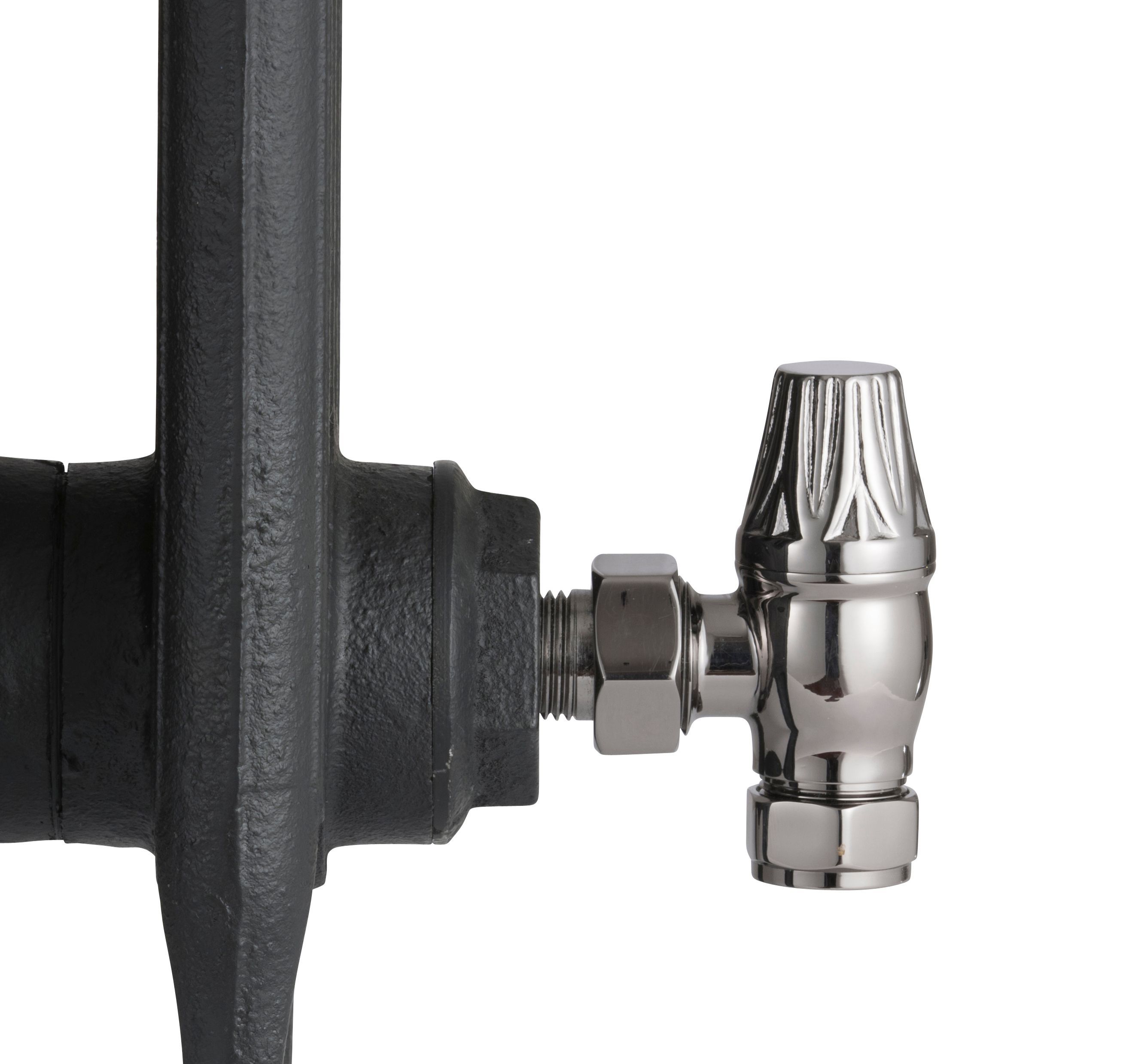 Arroll UK10 Black nickel effect Angled Manual Radiator valve (Dia)20.6mm