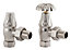 Arroll UK10 Nickel effect Angled Manual Radiator valve (Dia)20.6mm