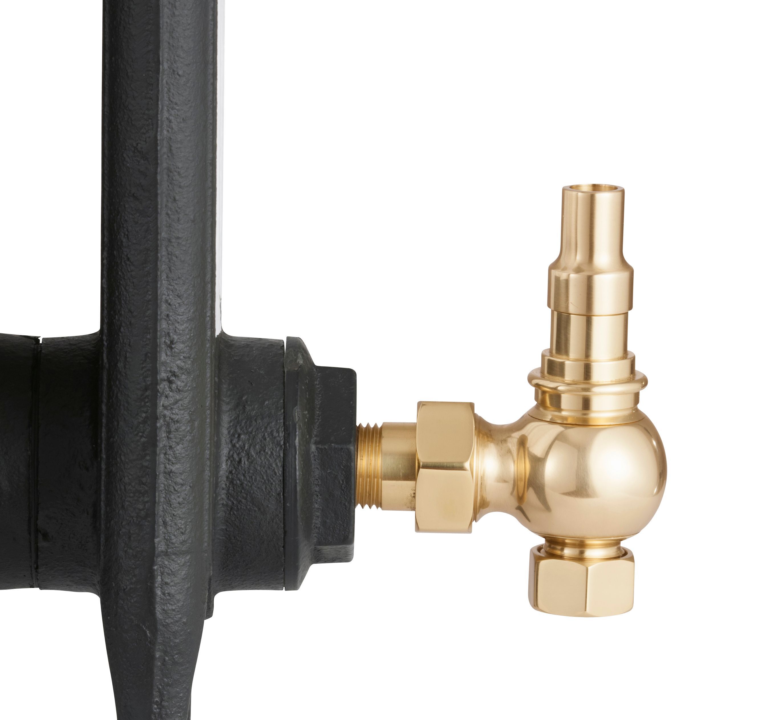 Arroll UK20 Antique brass effect Angled Manual Radiator valve (Dia)20.6mm