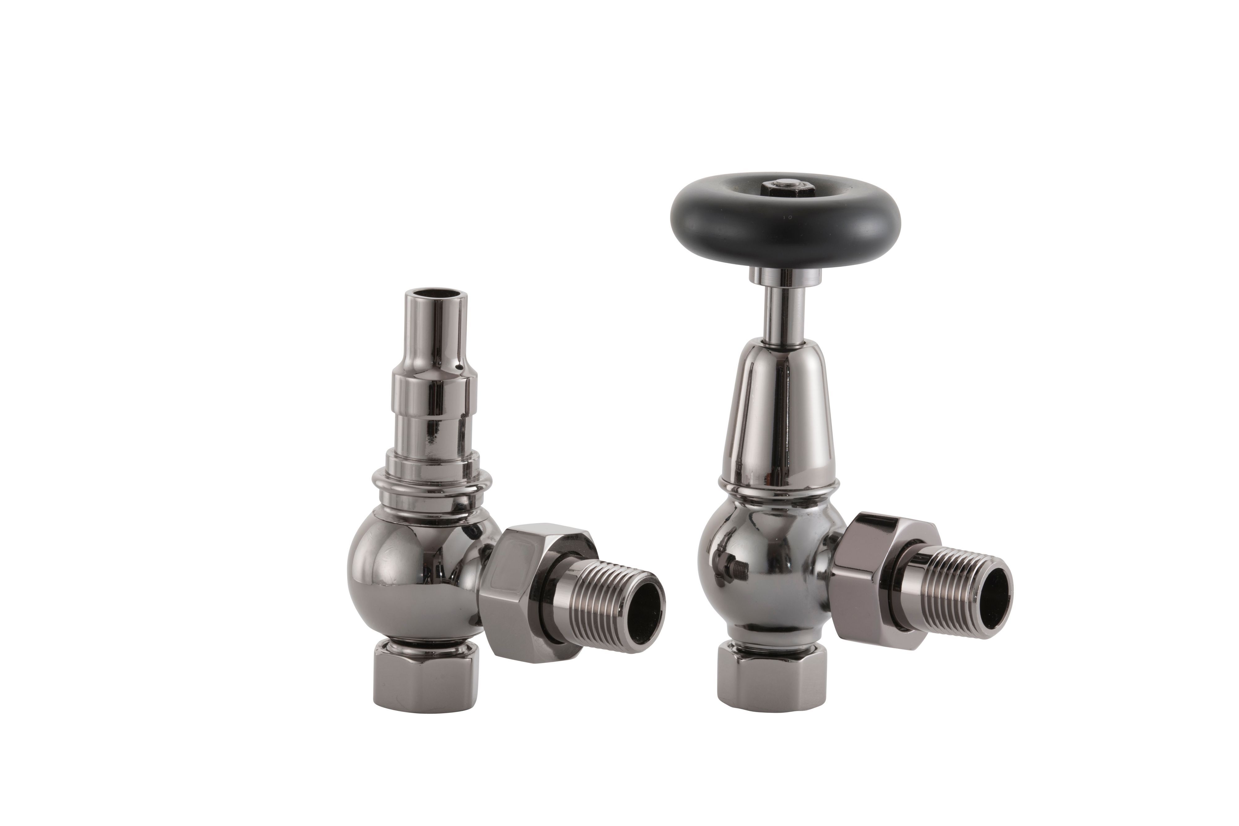Arroll UK20 Black nickel effect Angled Manual Radiator valve (Dia)20.6mm