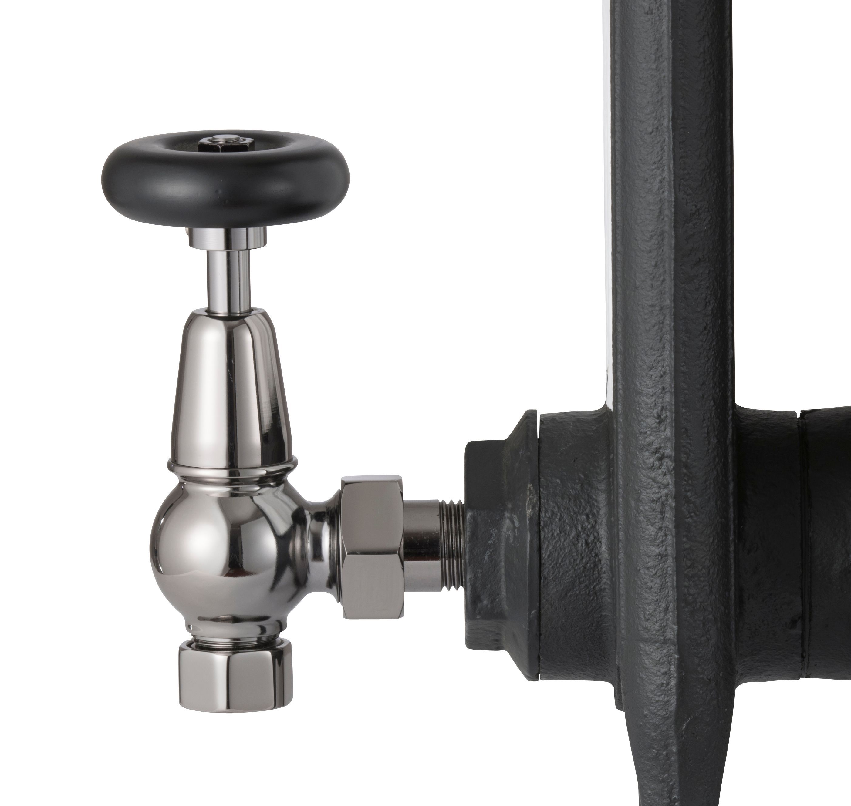 Arroll UK20 Black nickel effect Angled Manual Radiator valve (Dia)20.6mm
