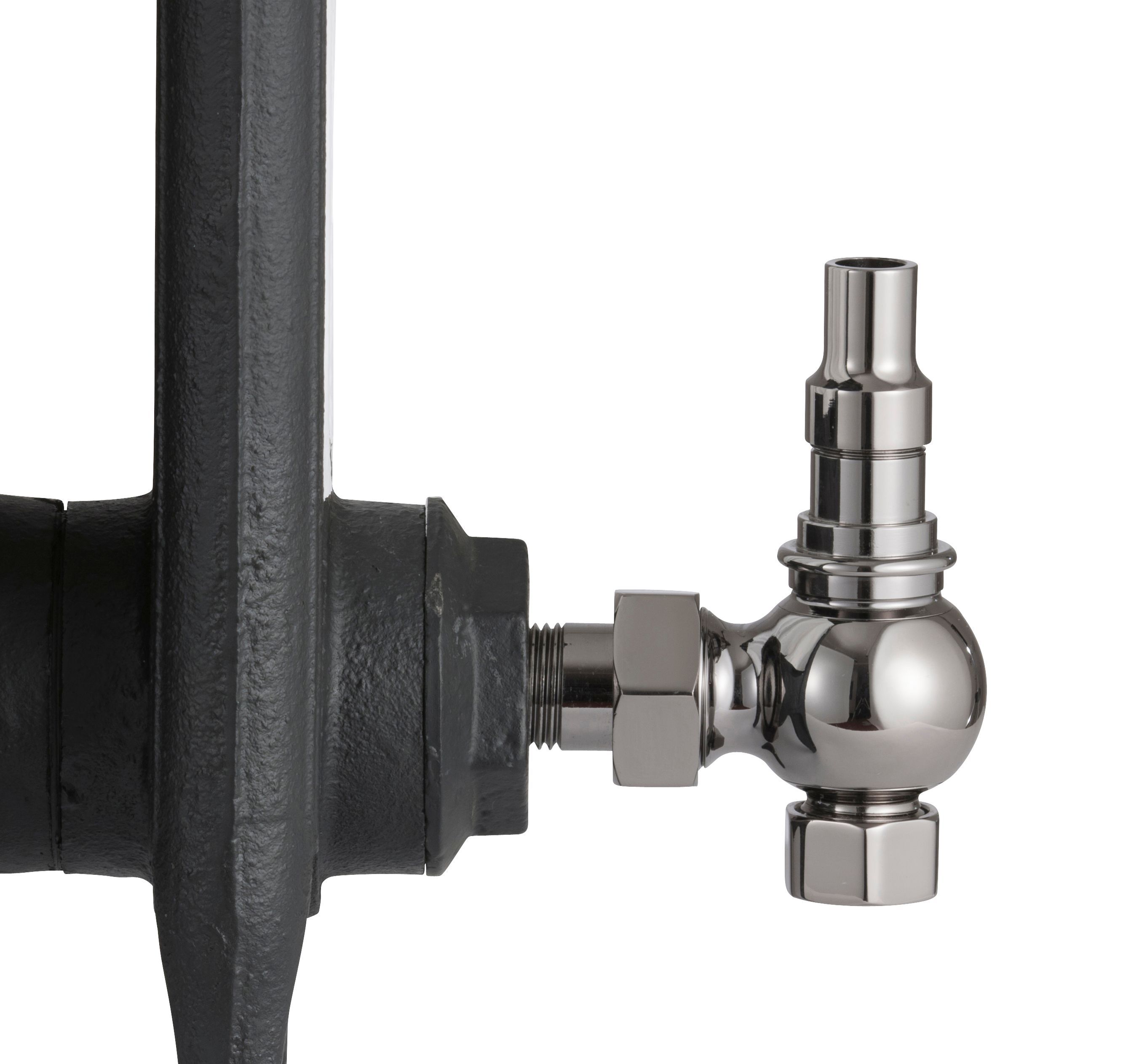 Arroll UK20 Black nickel effect Angled Manual Radiator valve (Dia)20.6mm