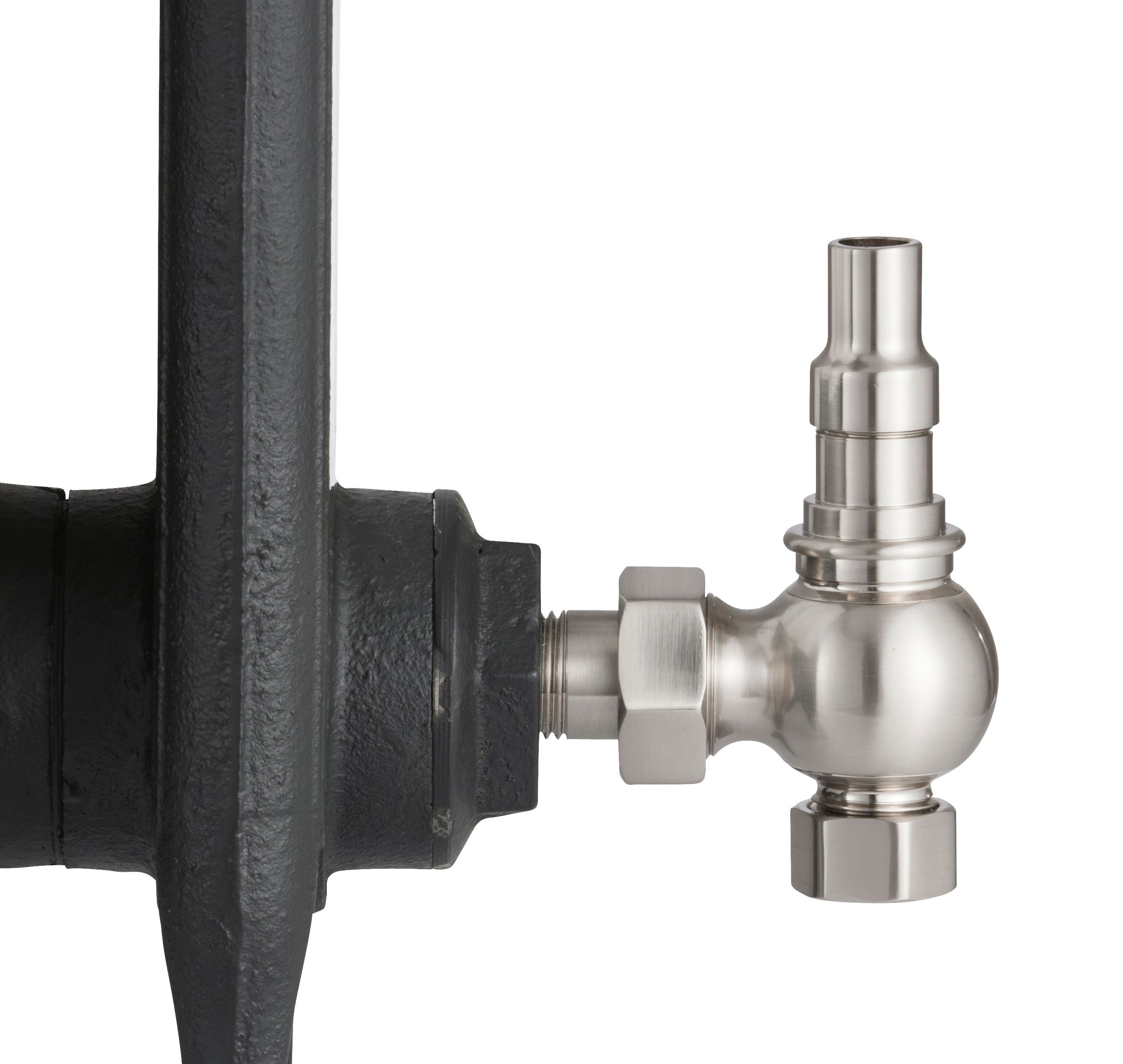 Arroll UK20 Nickel effect Angled Manual Radiator valve (Dia)20.6mm