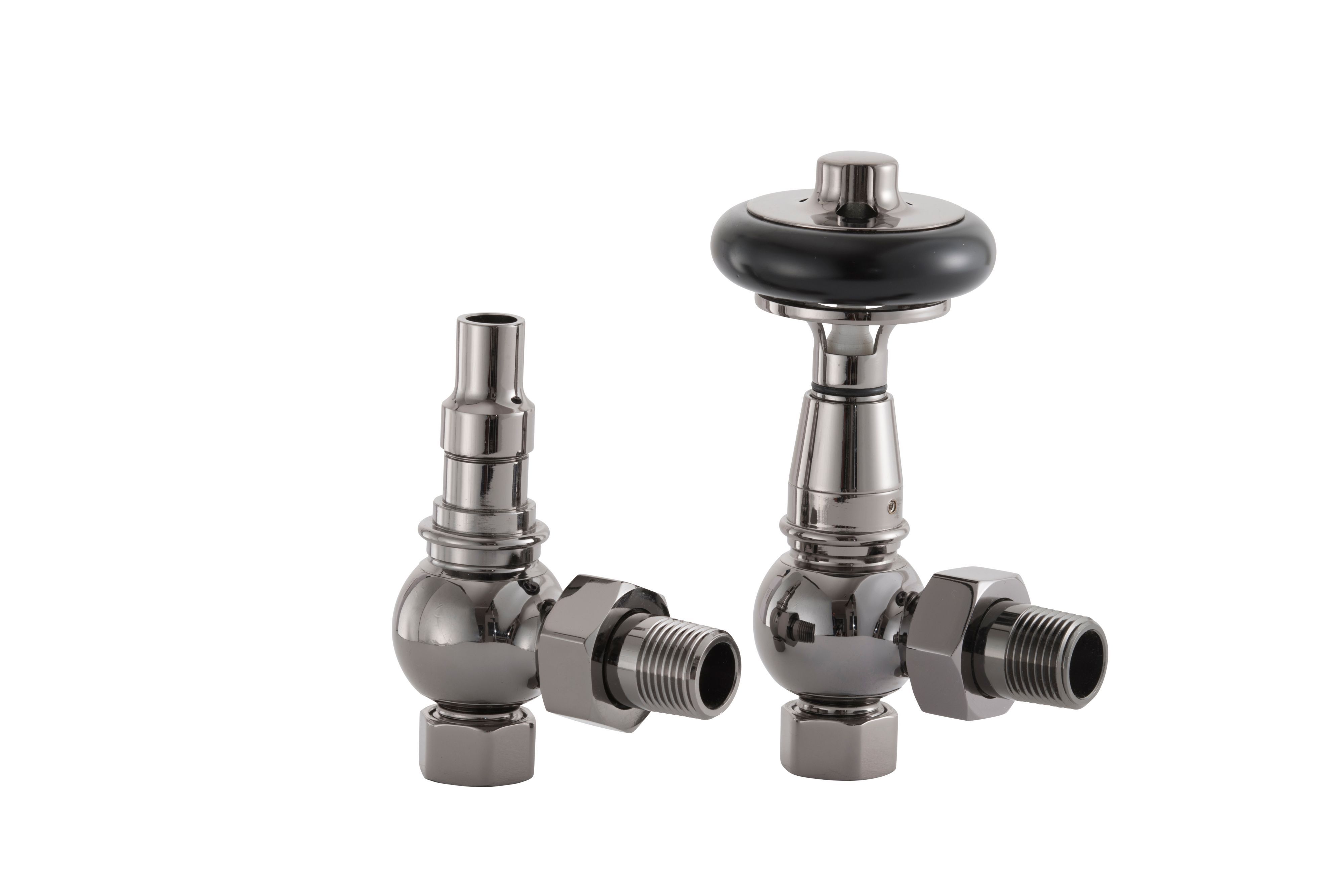 Arroll UK28 Black Nickel-plated Angled Thermostatic Radiator valve