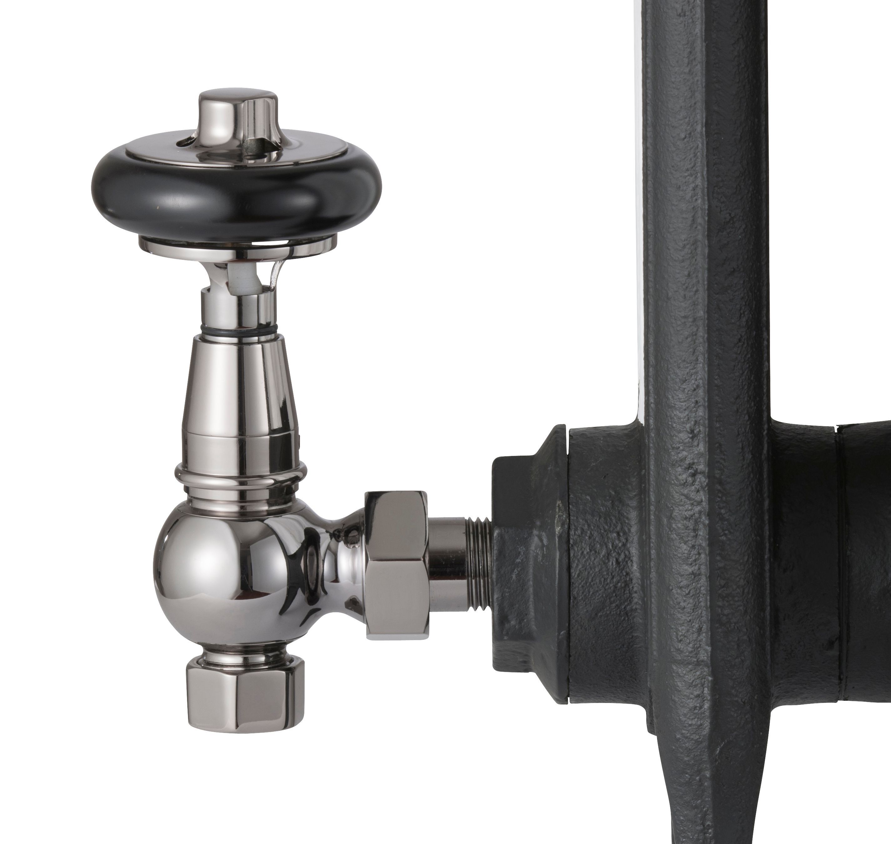Arroll UK28 Black Nickel-plated Angled Thermostatic Radiator valve