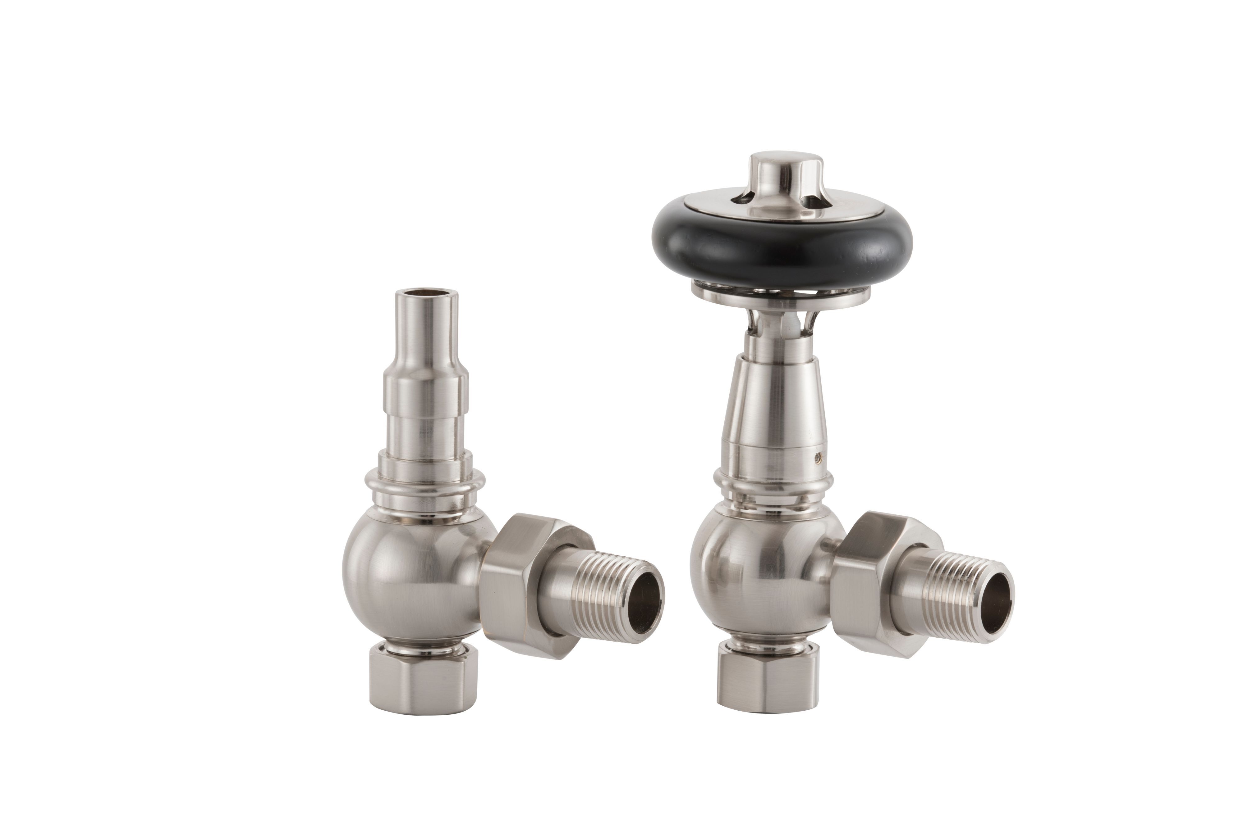 Arroll UK28 Brushed Nickel-plated Angled Thermostatic Radiator valve