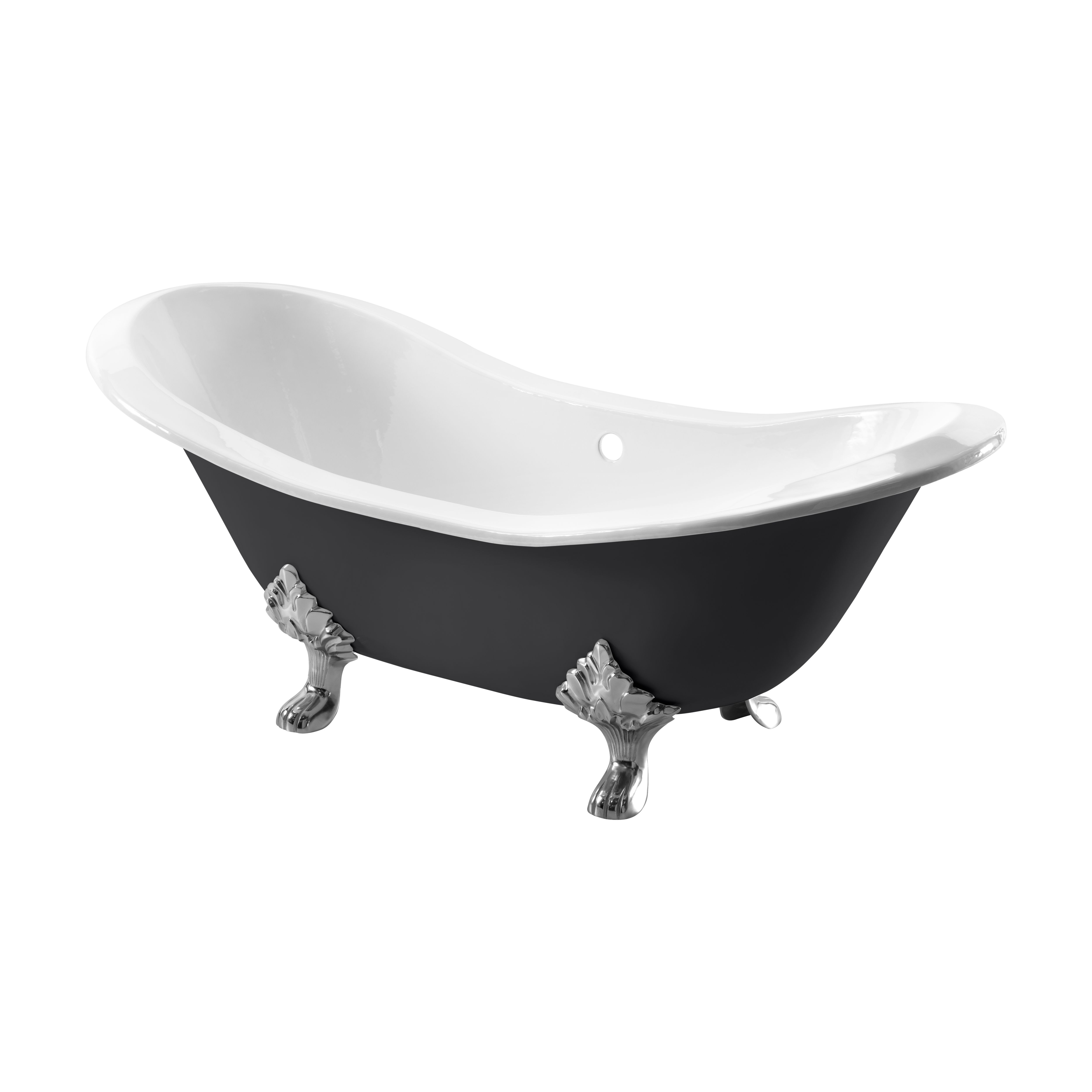 Arroll Villandry Gloss Black Slipper Double ended Bath (L)1820mm (W)762mm