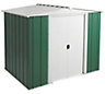 Arrow Greenvale 8x6 ft Apex Green & white Metal 2 door Shed with floor