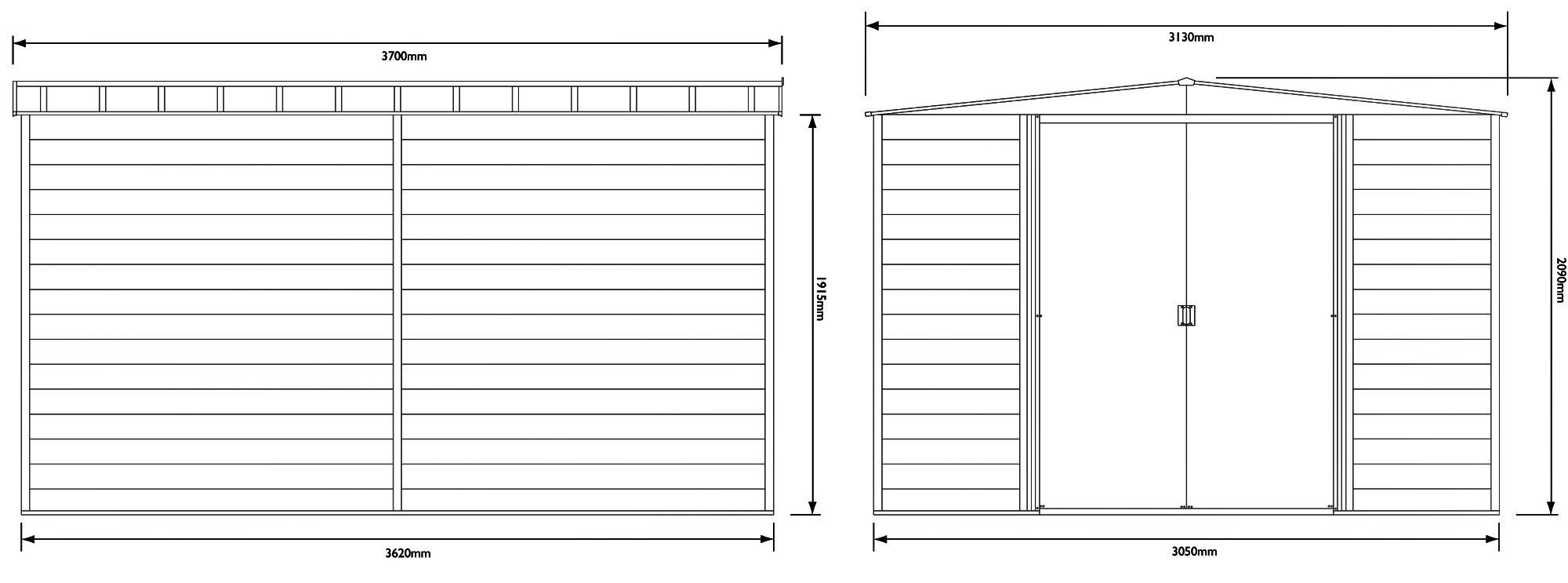 Arrow Woodvale 10x12 ft Apex Coffee Metal 2 door Shed with floor - Assembly service included