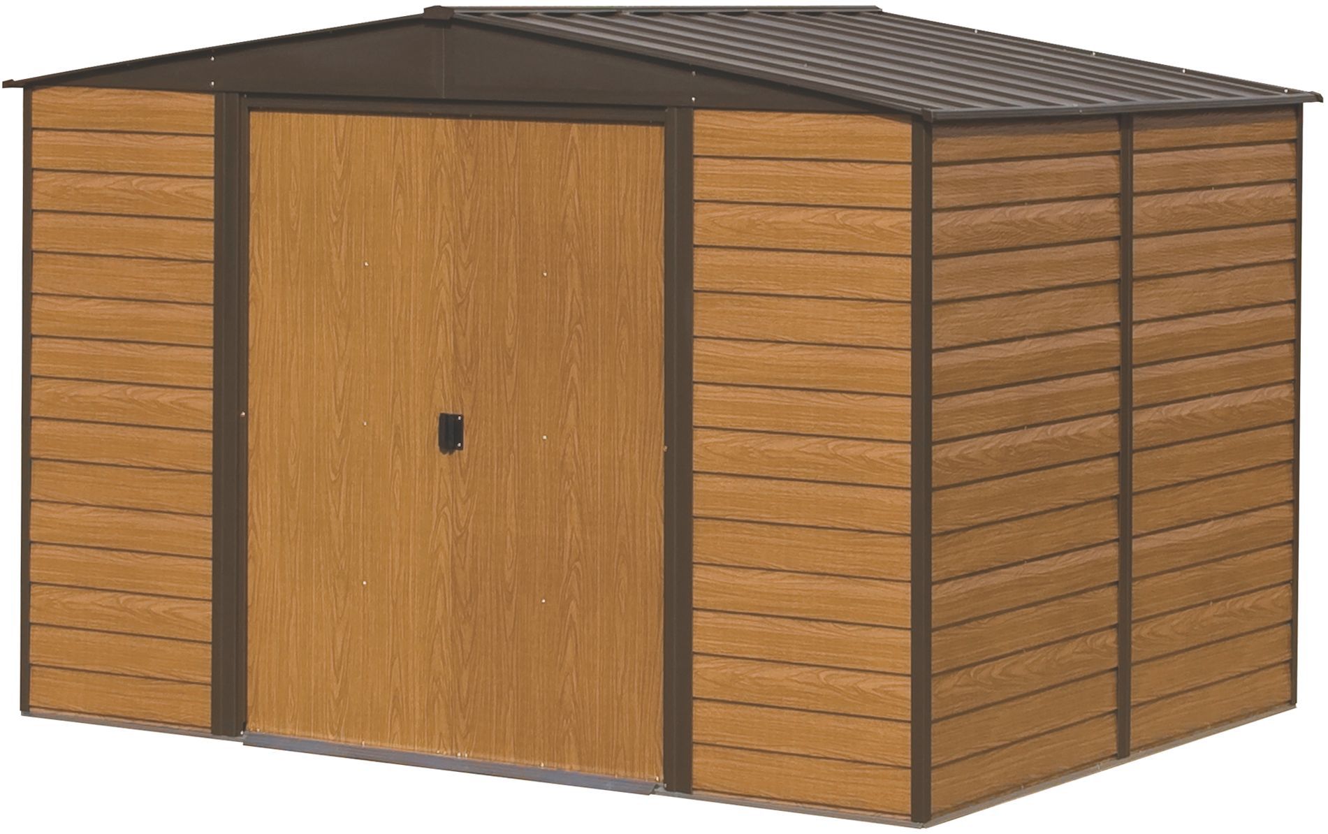 Arrow Woodvale 10x12 ft Apex Coffee Metal 2 door Shed with floor