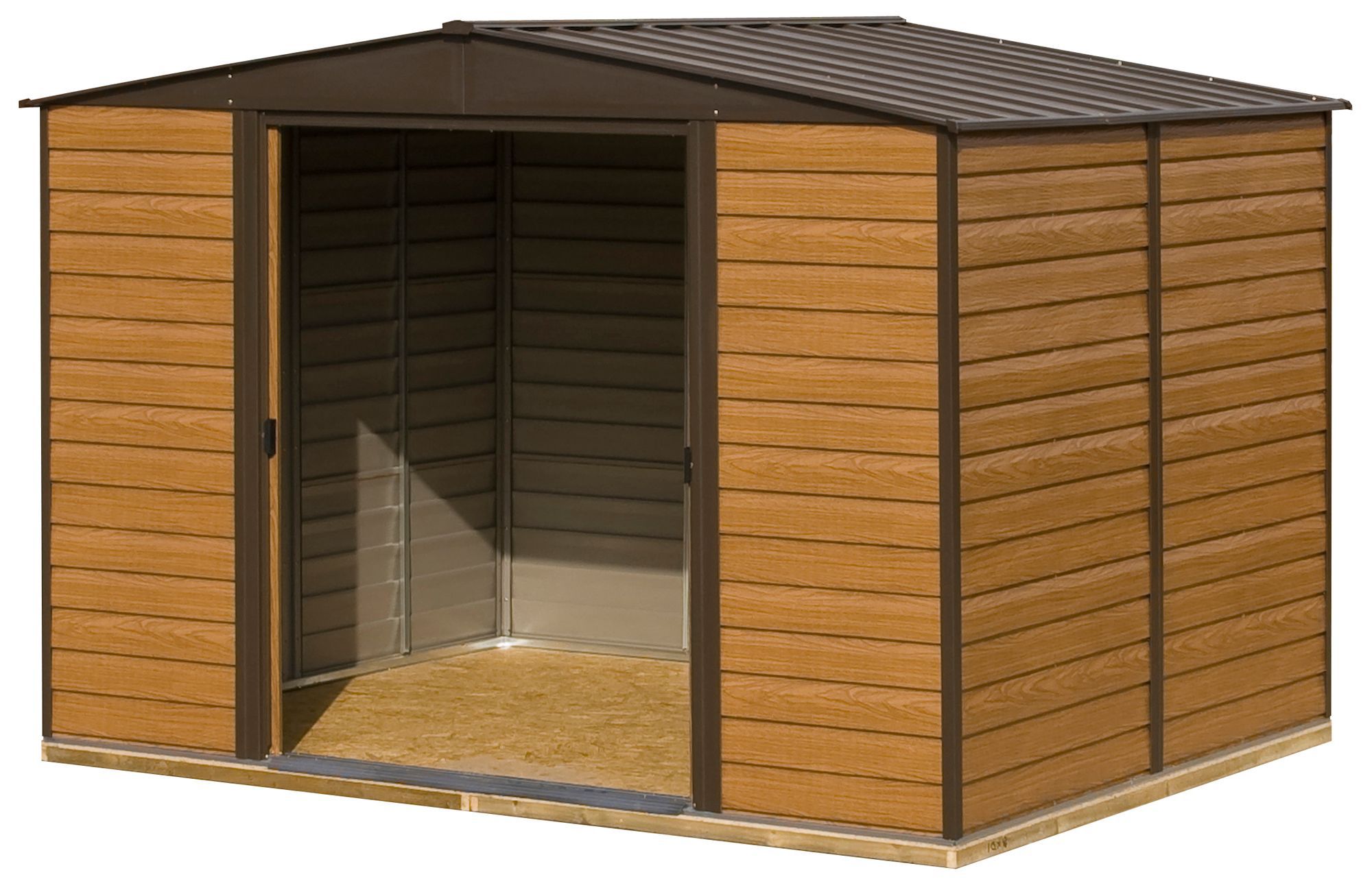 Arrow Woodvale 10x12 ft Apex Coffee Metal 2 door Shed with floor
