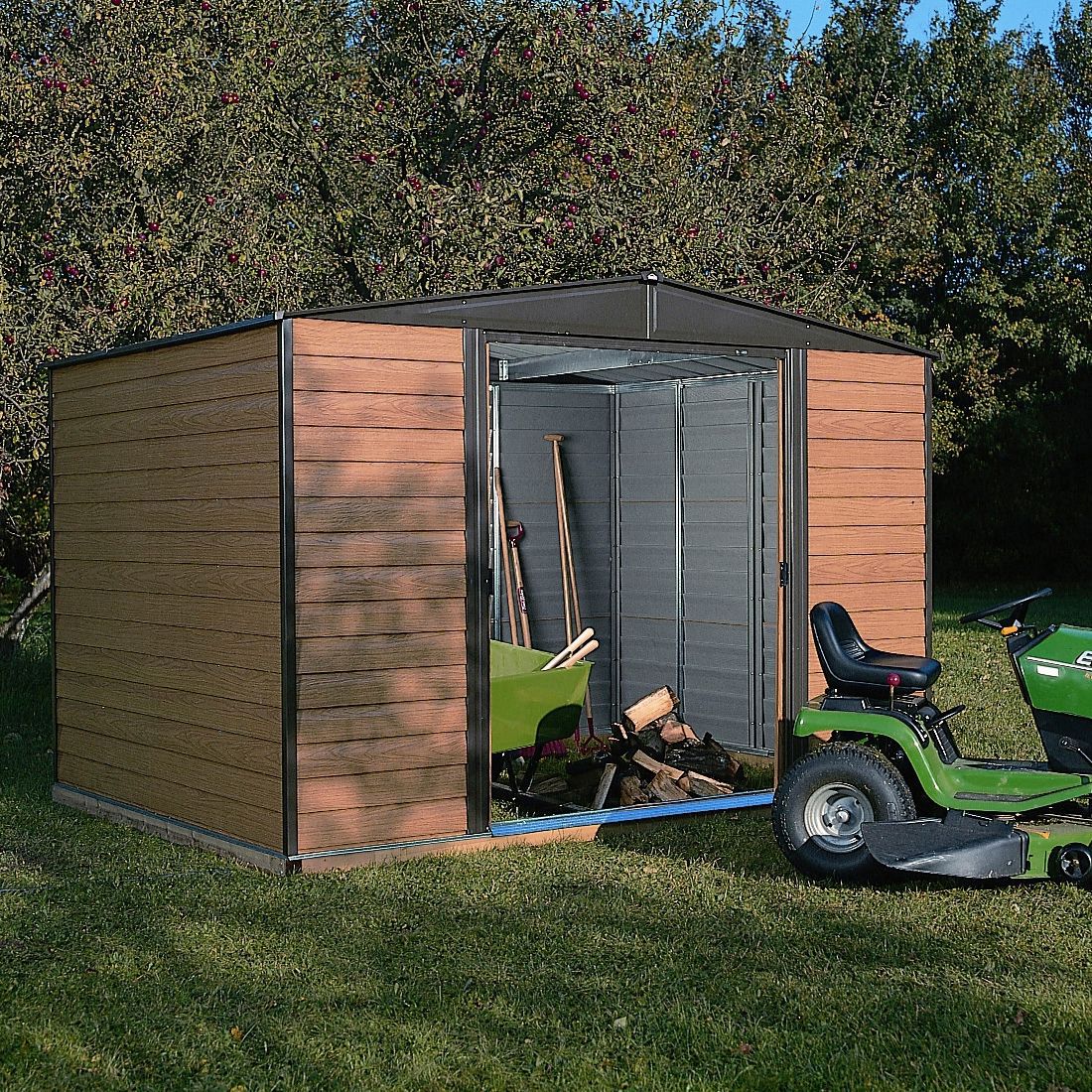 Arrow Woodvale 10x6 ft Apex Coffee Metal 2 door Shed with floor - Assembly service included