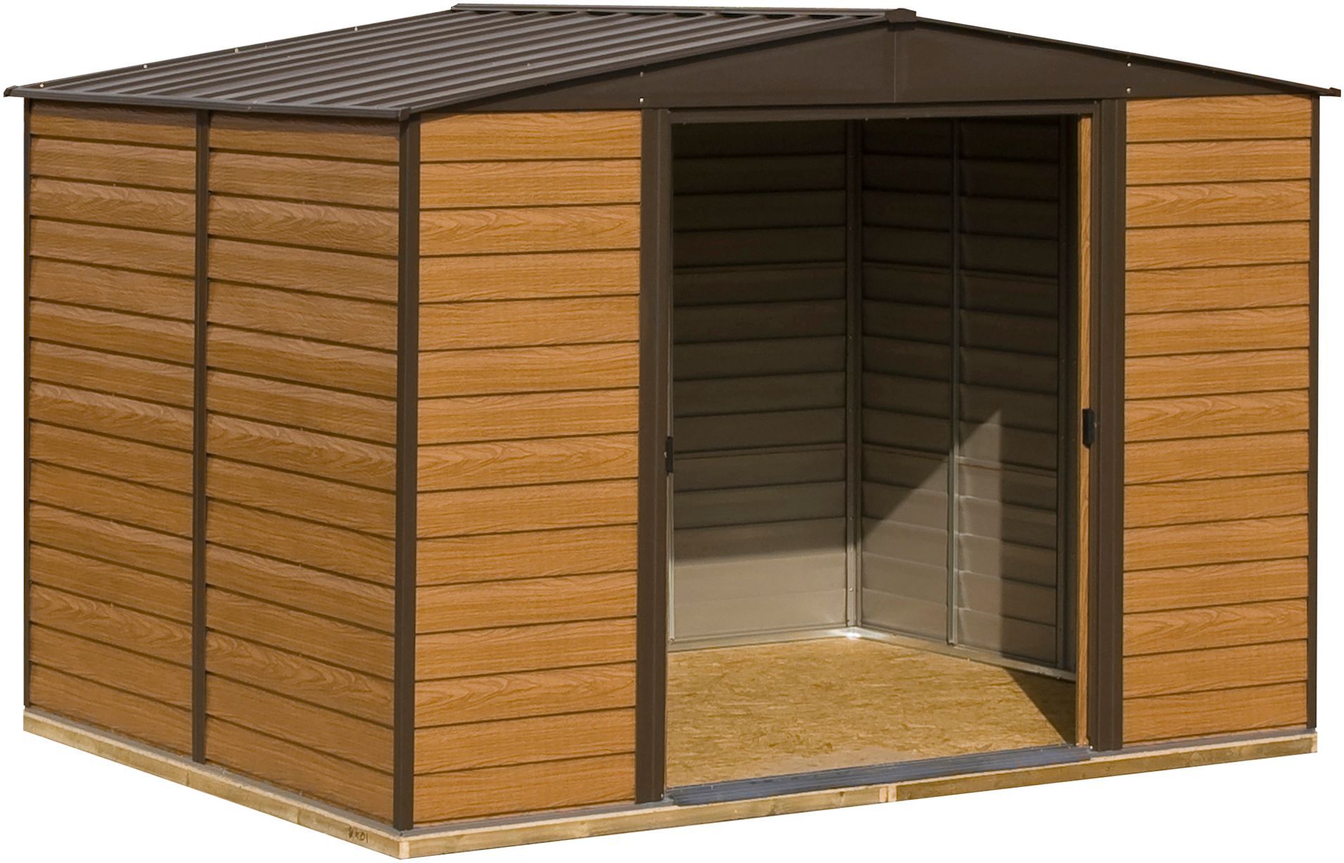 Arrow Woodvale 10x6 ft Apex Coffee Metal 2 door Shed with floor - Assembly service included