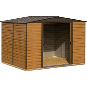 Arrow Woodvale 10x6 ft Apex Coffee Metal 2 door Shed with floor