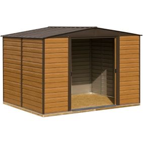 Arrow Woodvale 10x8 ft Apex Coffee Metal 2 door Shed with floor - Assembly service included